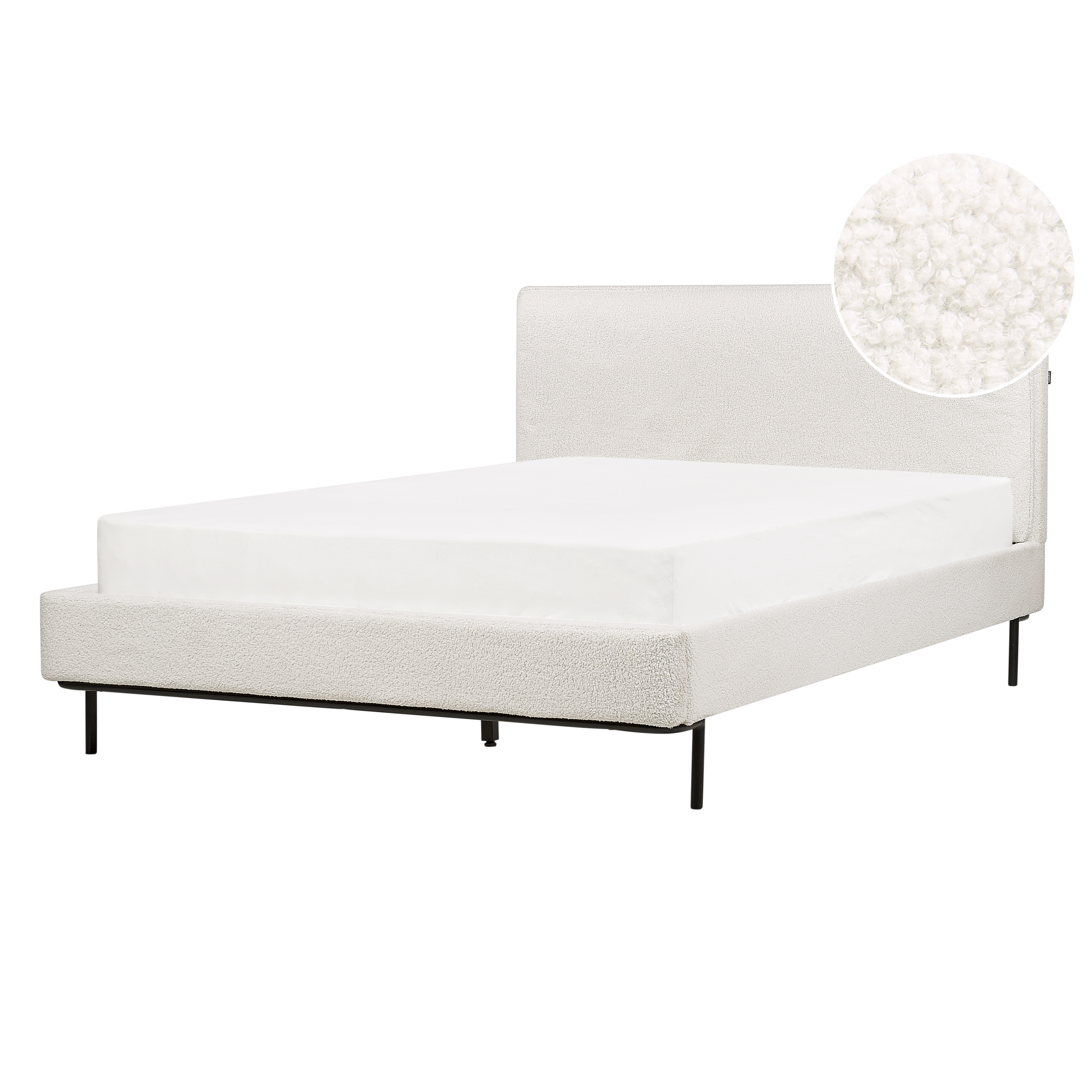 Bed bouclé wit 140 x 200 cm CORIO