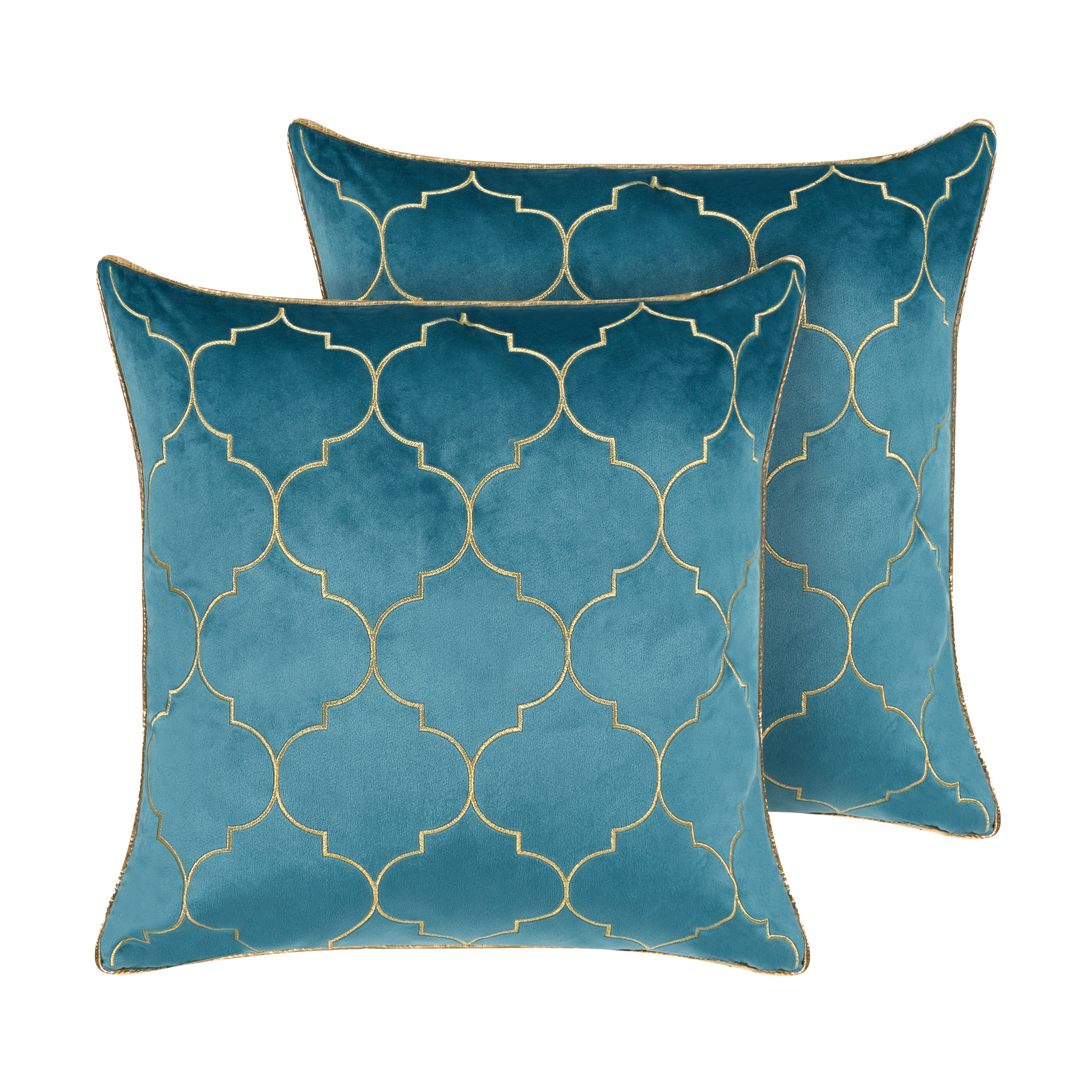 Set van 2 kussens Fluweel Blauw ALYSSUM 45 x 45 cm