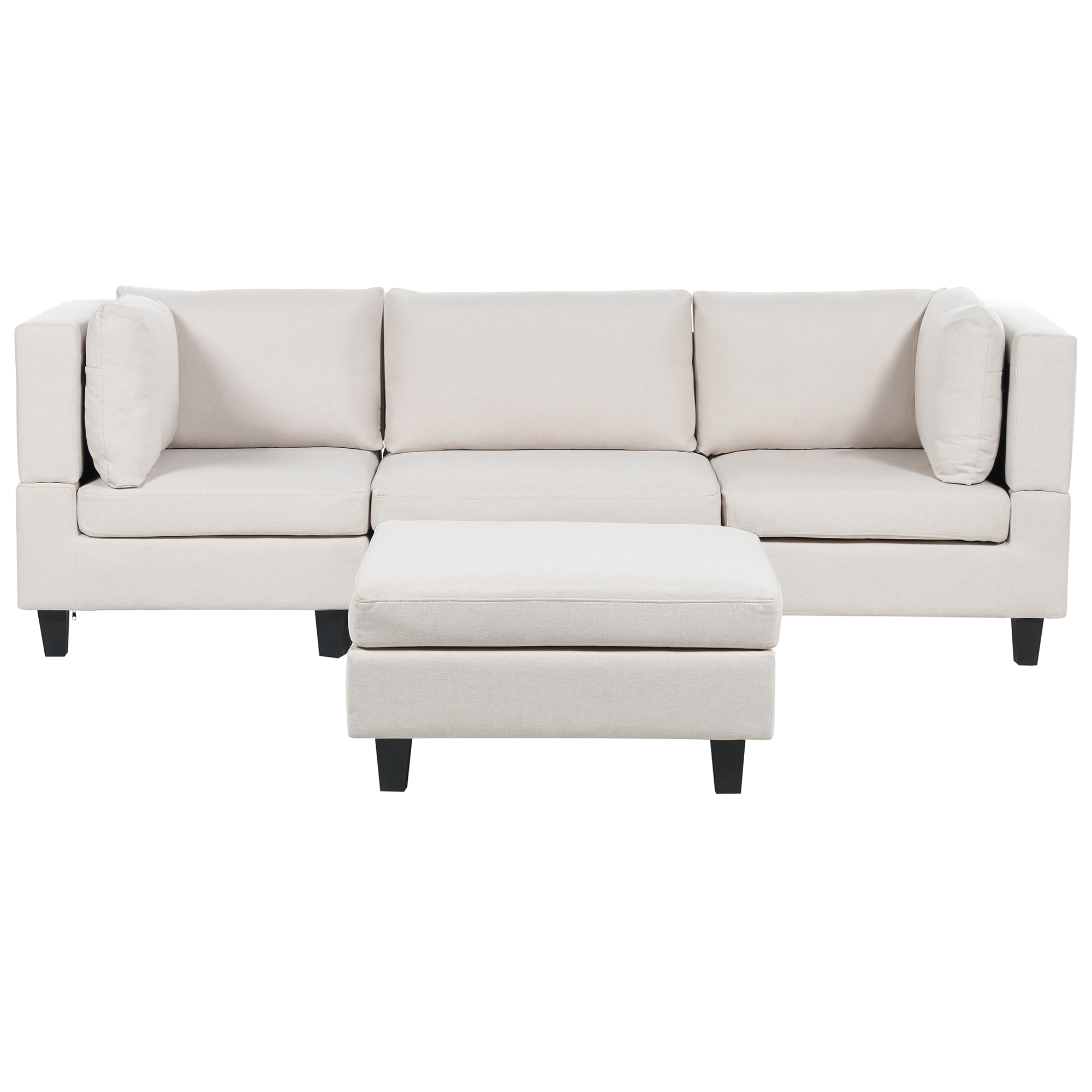 Driezitsbank modulair met ottomaan stof lichtbeige UNSTAD