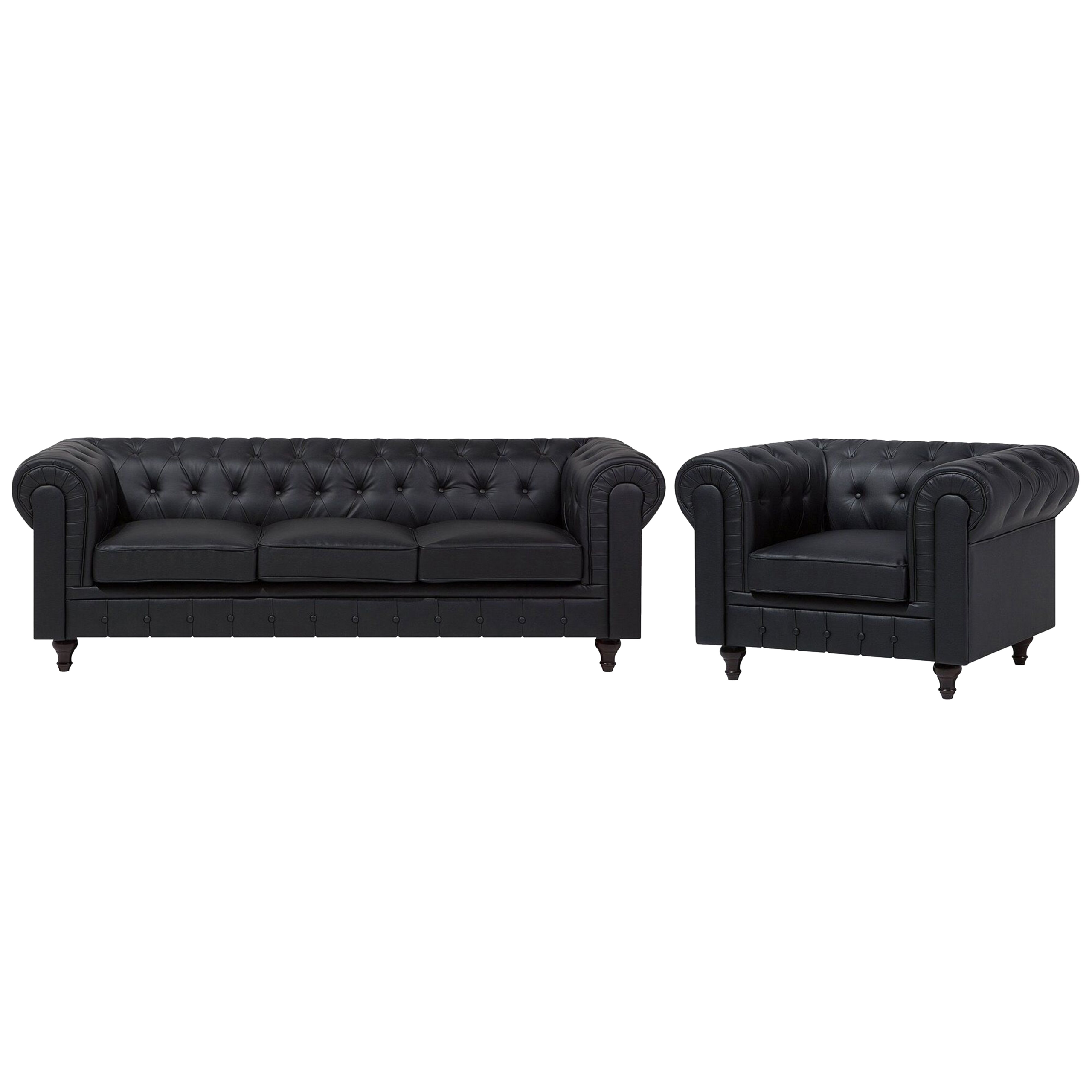 Bankenset kunstleer zwart CHESTERFIELD L