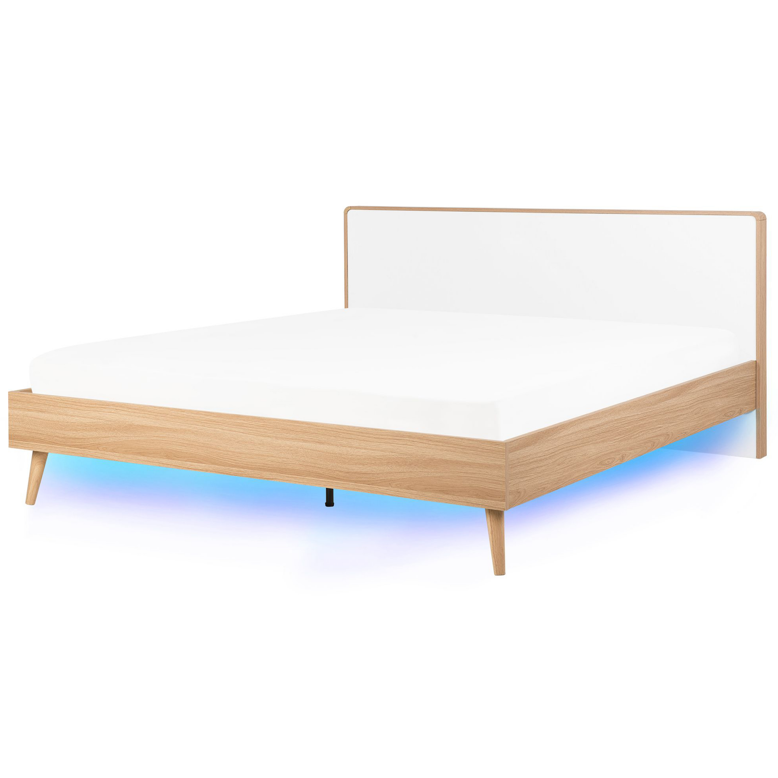 Bed met LED hout lichtbruin/wit 180 x 200 cm SERRIS
