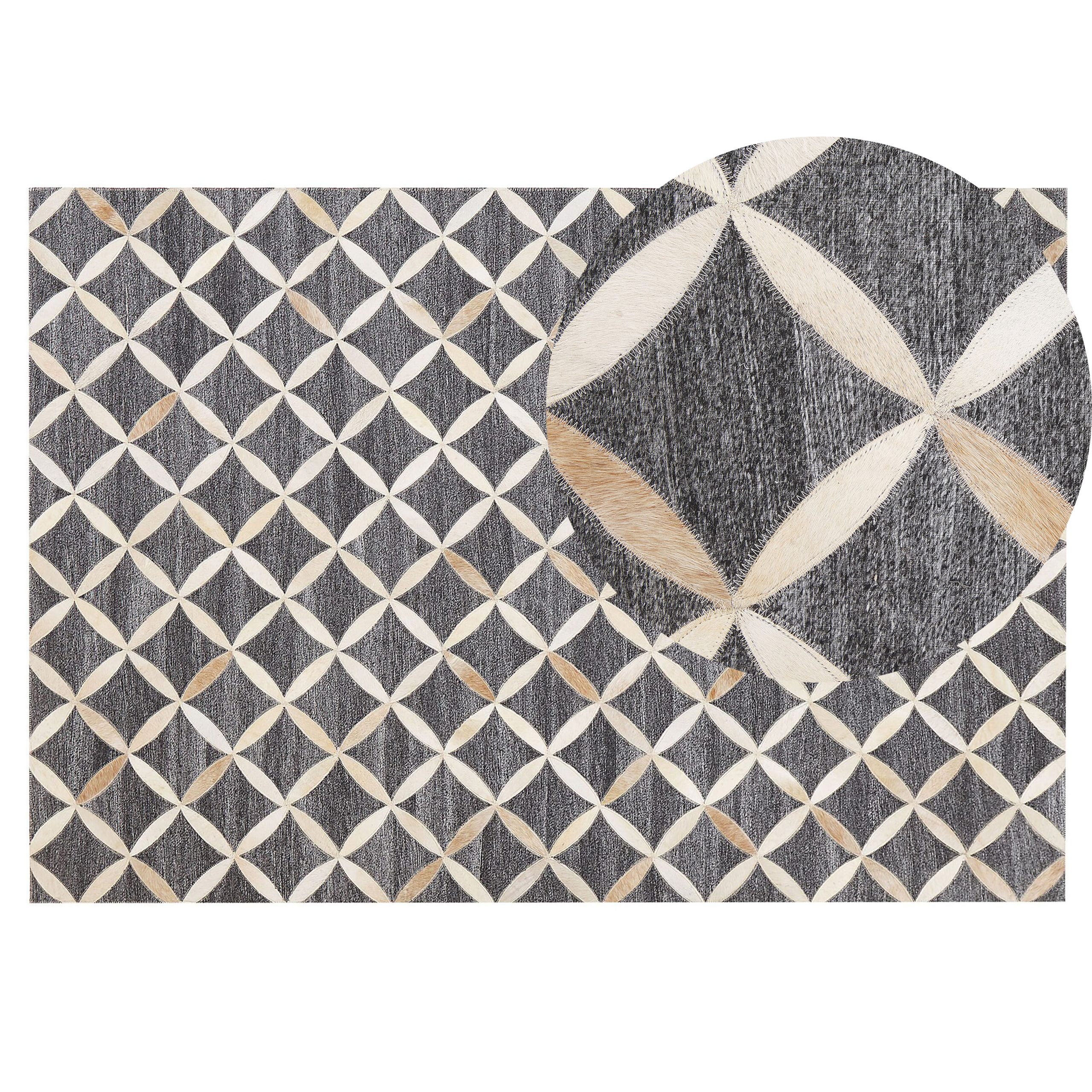 Vloerkleed patchwork grijs/beige 140 x 200 cm GENC