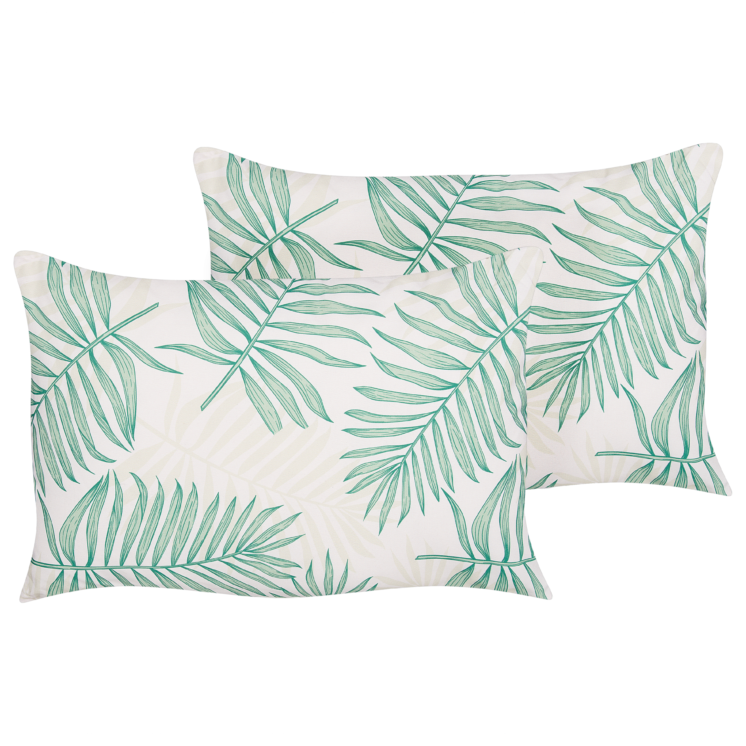 Tuinkussen set van 2 bladeren beige/groen 40 x 60 cm POGGIO