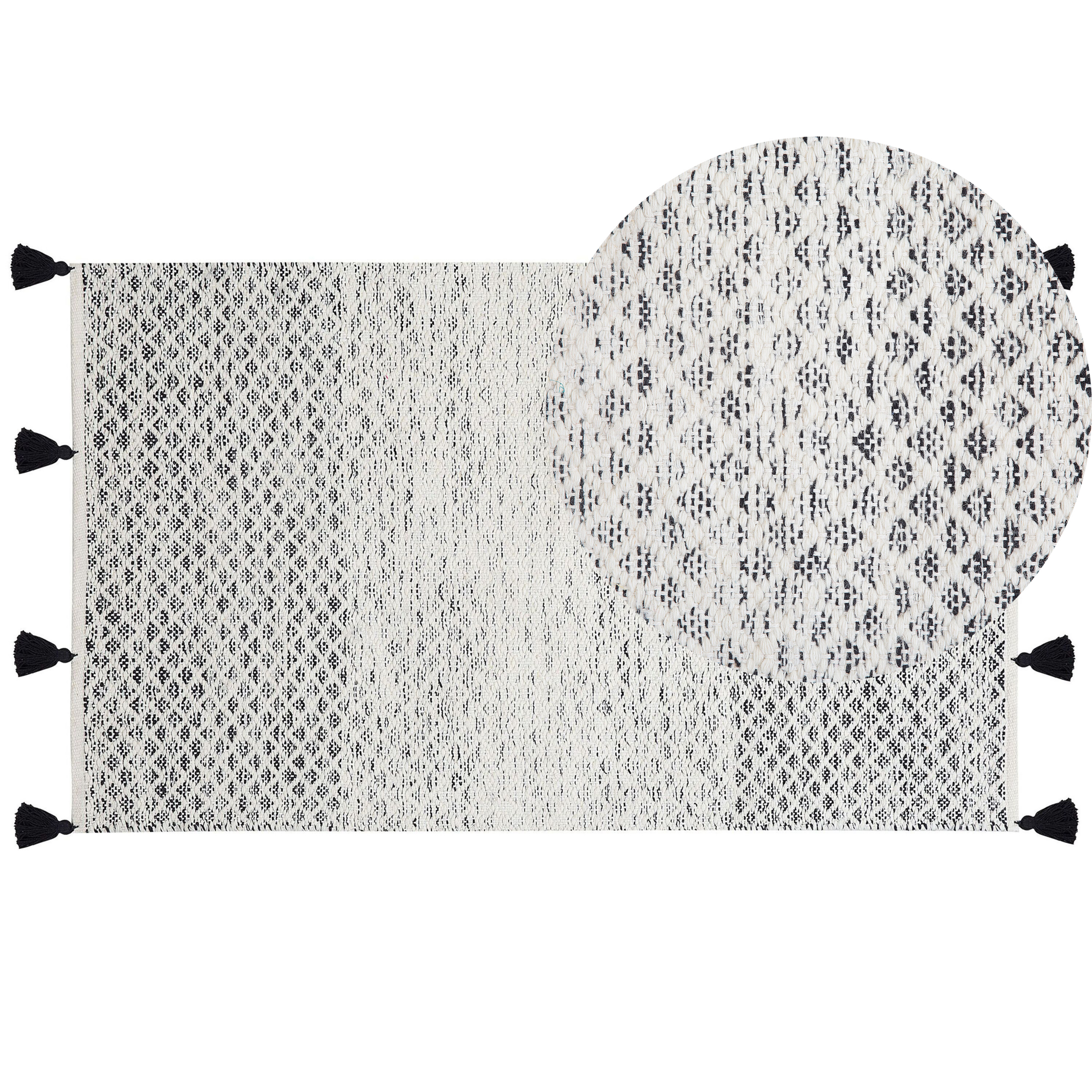 Vloerkleed wol zwart/wit 80 x 150 cm GEMLIK