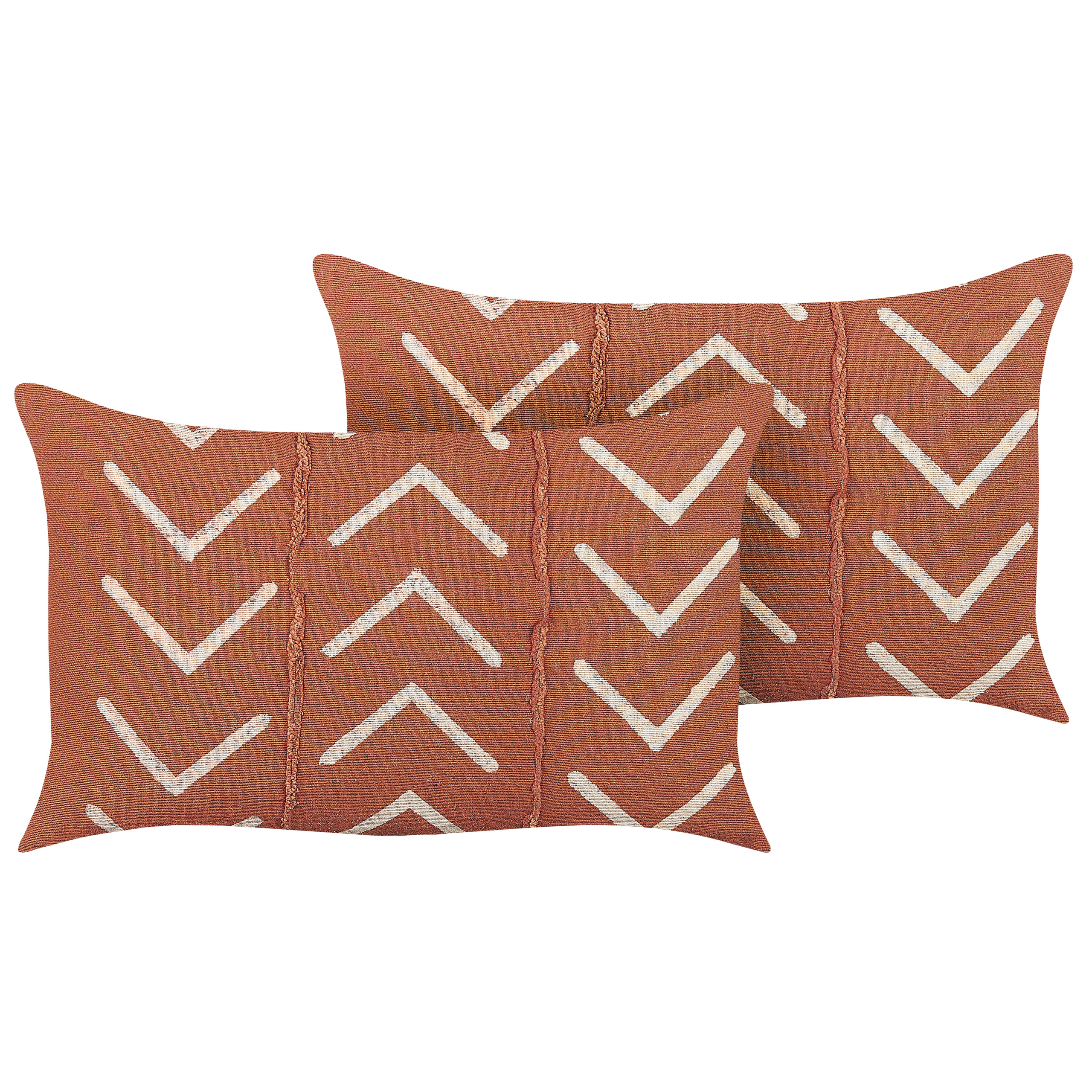 Set van 2 kussens Blokprint Katoen Oranje ALBIUM 55 x 35 cm
