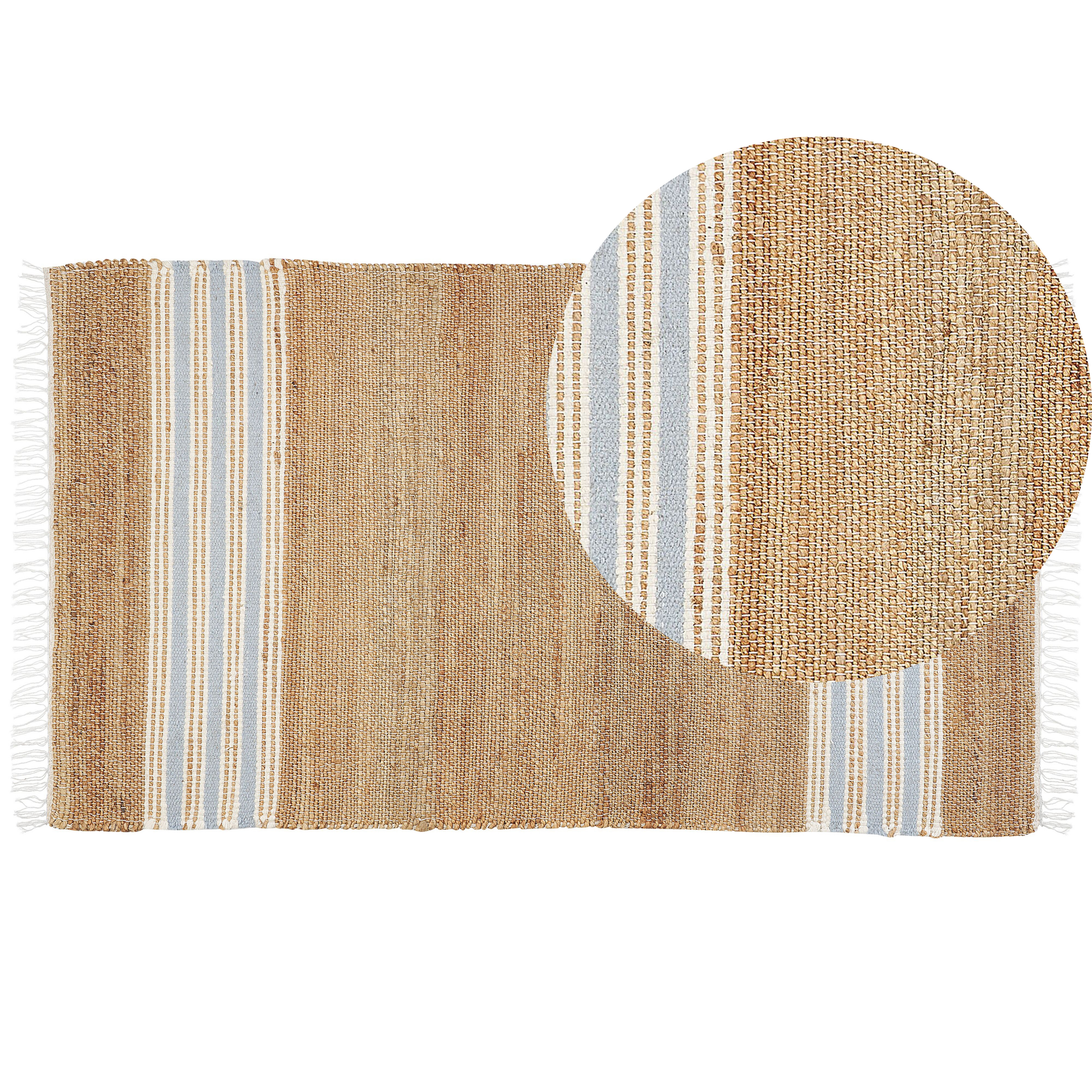 Vloerkleed jute beige/lichtblauw 80 x 150 cm MIRZA