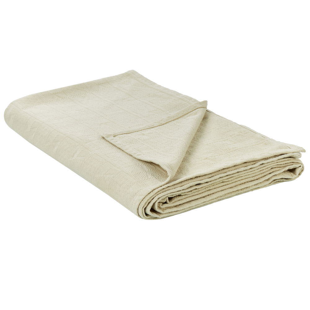 Image of Copriletto decorativo in cotone beige 150 x 200 cm biancheria da letto design classico camera da letto