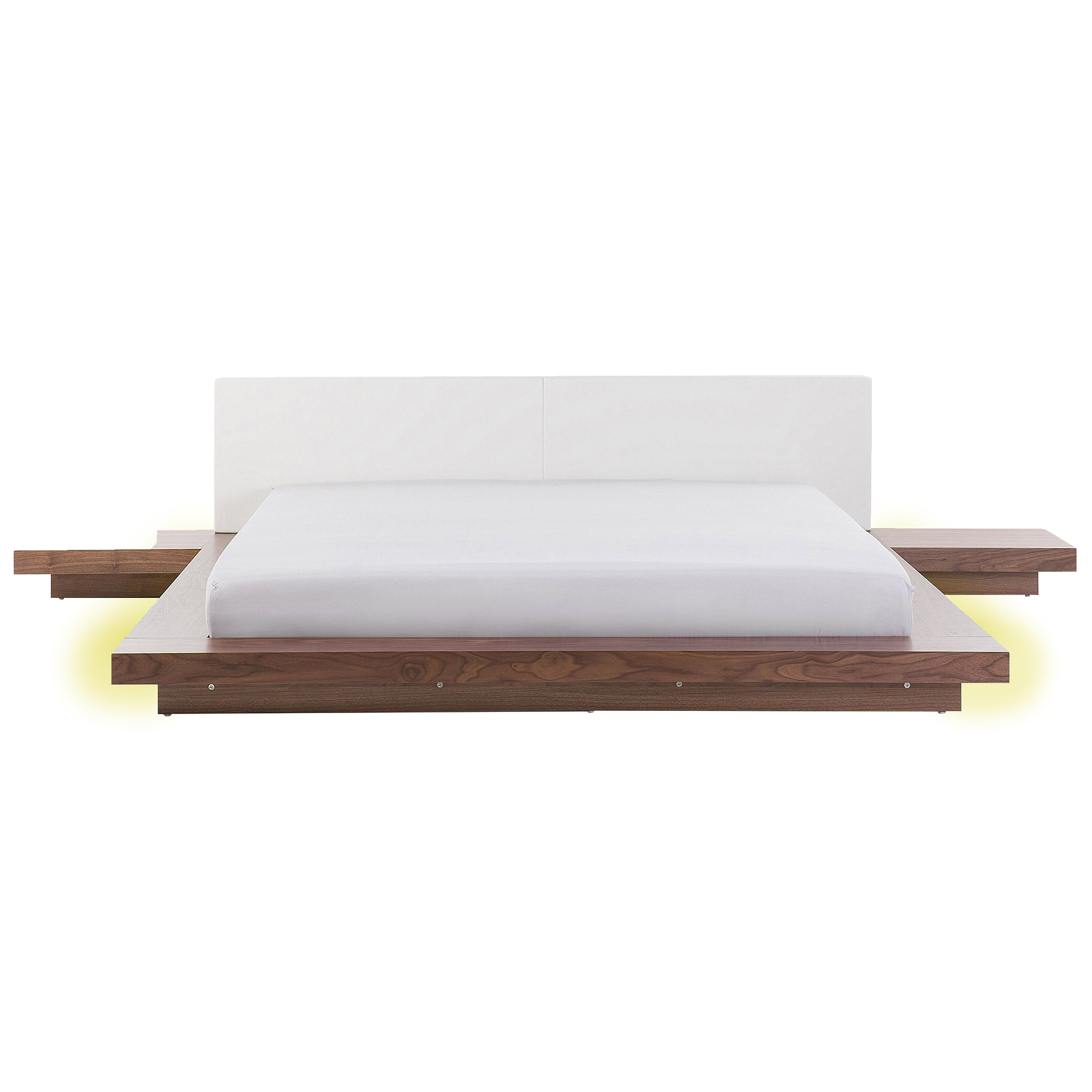 Bed met LED kunstleren hoofdbord hout bruin 180 x 200 cm ZEN