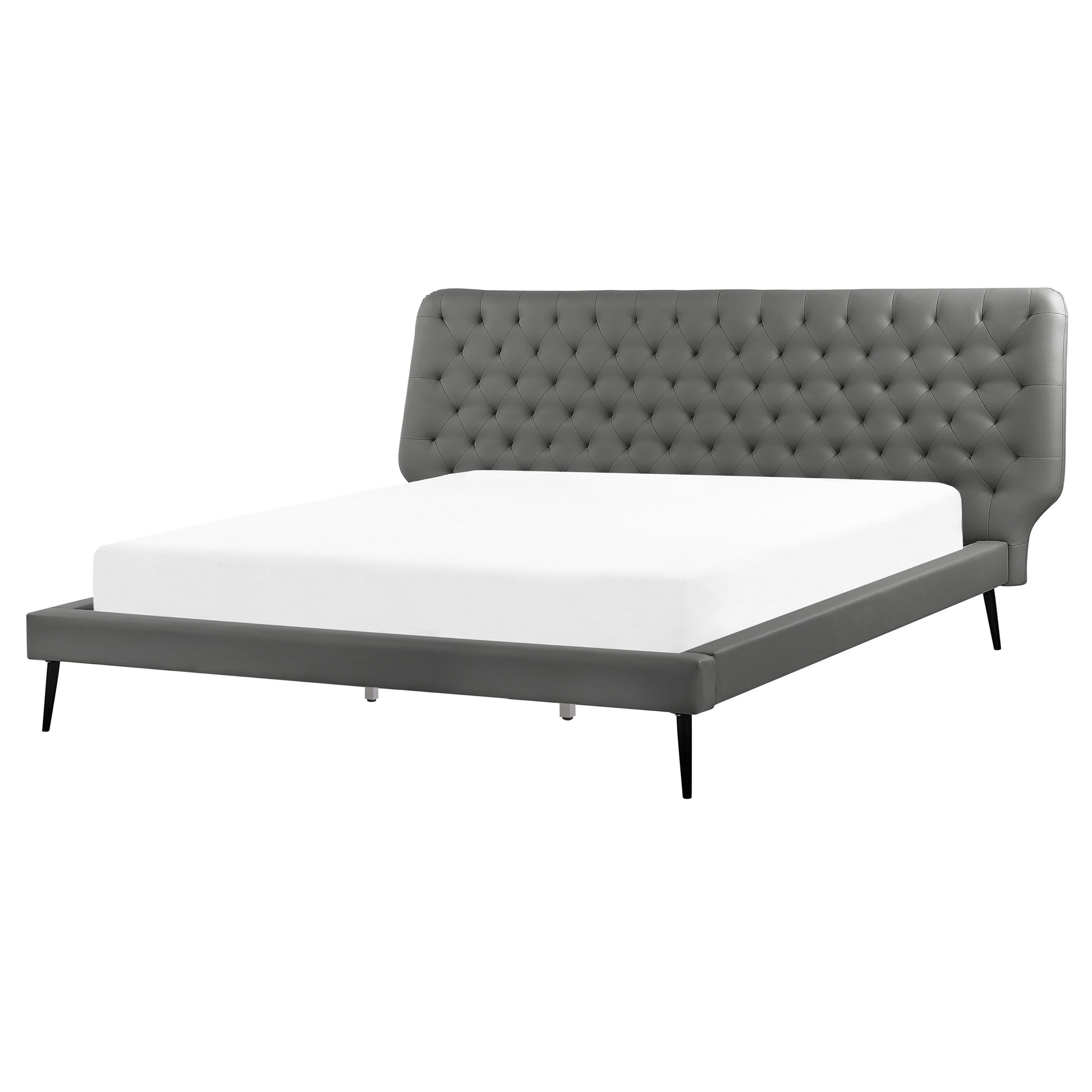 Bed kunstleer grijs 160 x 200 cm ESSONNE