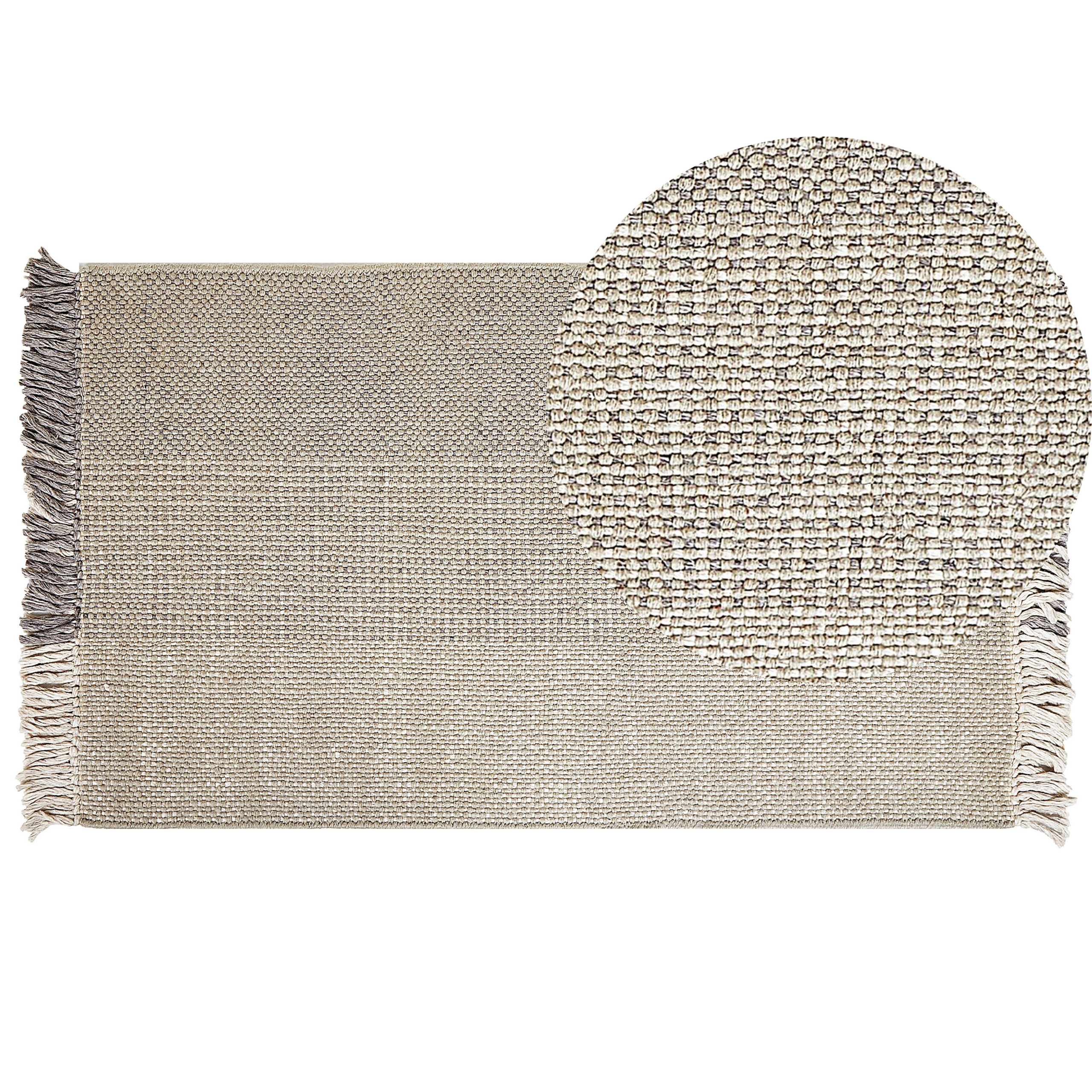Vloerkleed wol grijs 80 x 150 cm TEKELER