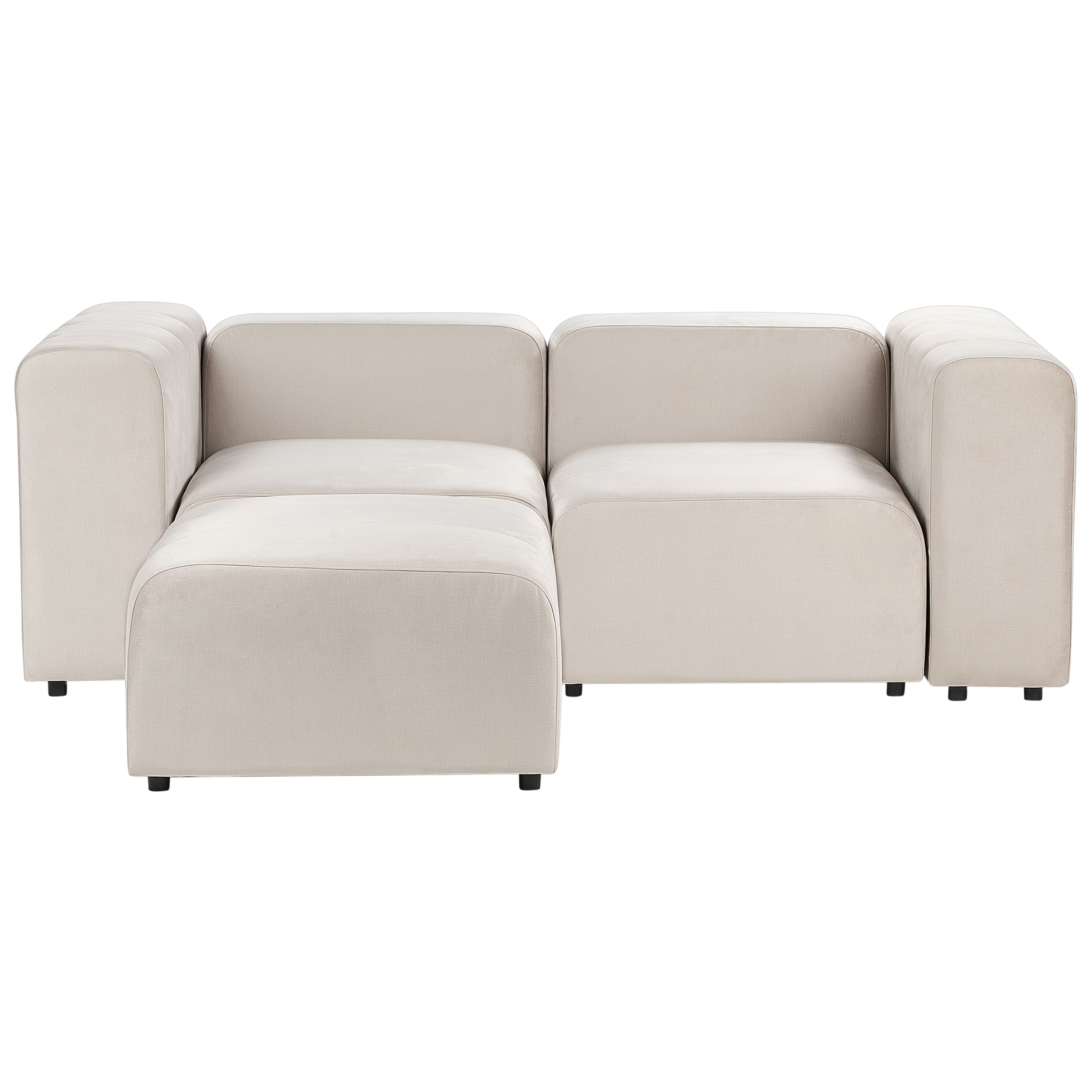 Modulaire tweezitsbank met ottomaan fluweel beige FALSTERBO