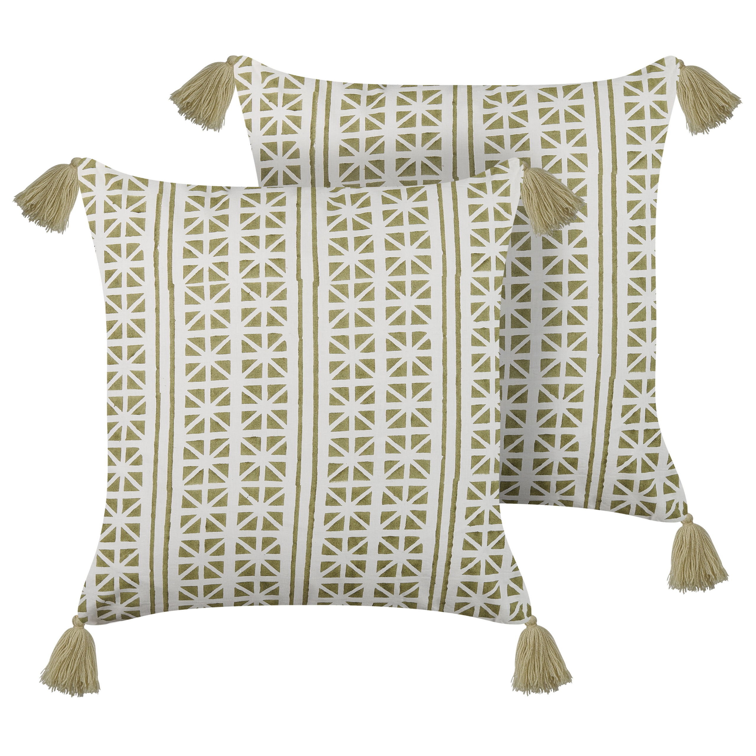 Set van 2 kussens Blokprint Katoen Groen SYRINGA 45 x 45 cm