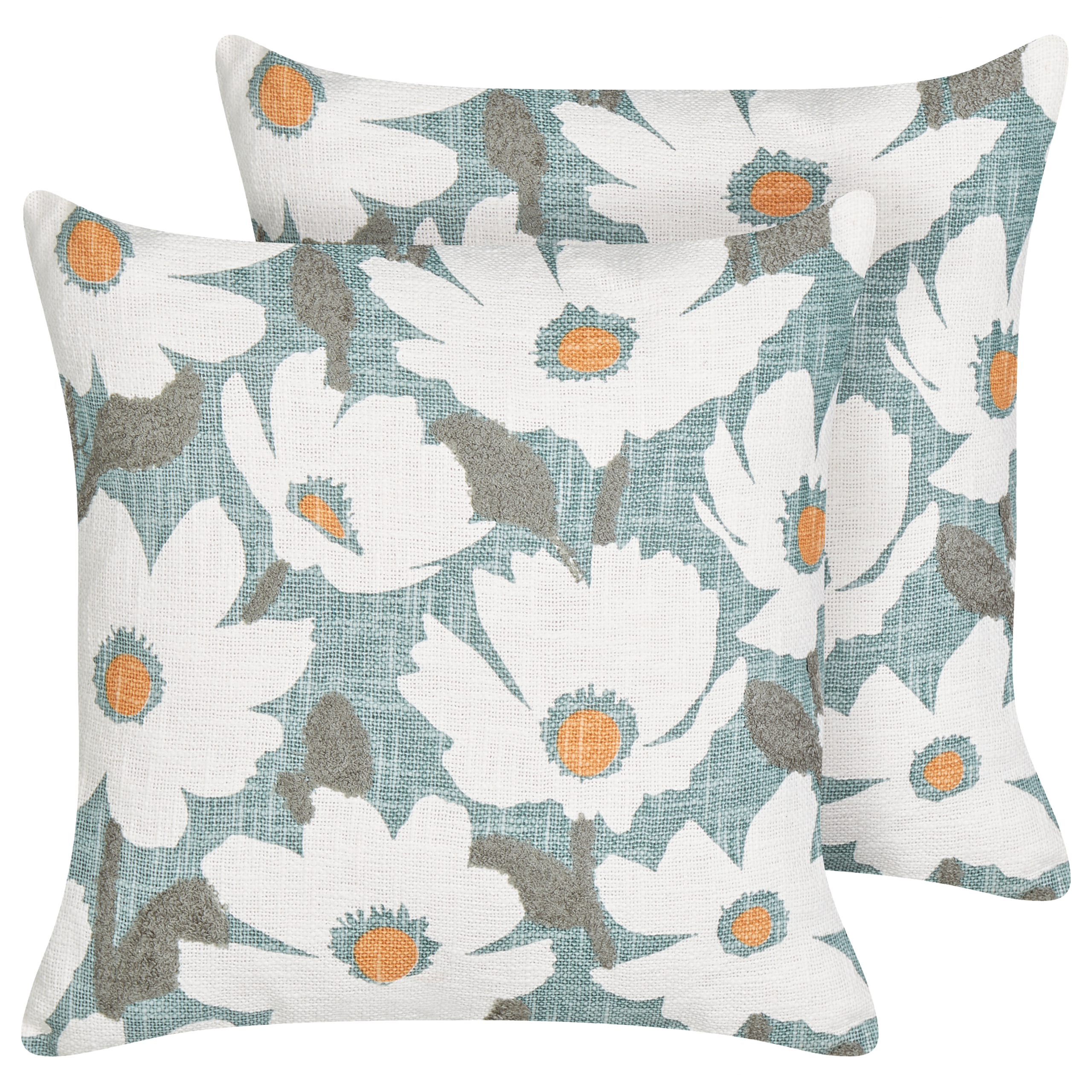 Set van 2 kussens Blokprint Katoen Lichtblauw JATROPHA 45 x 45 cm