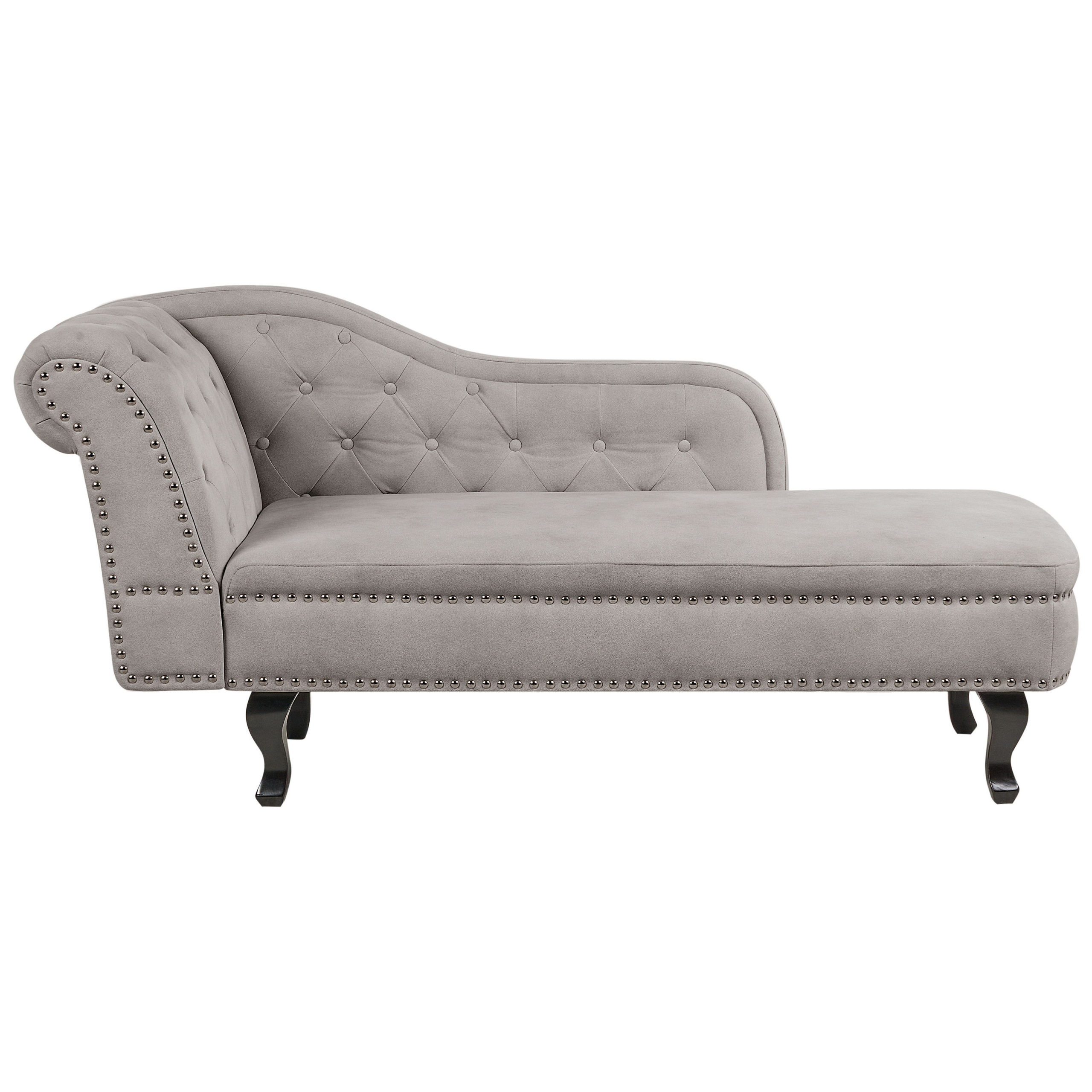 Chaise longue fluweel taupe linkszijdig NIMES