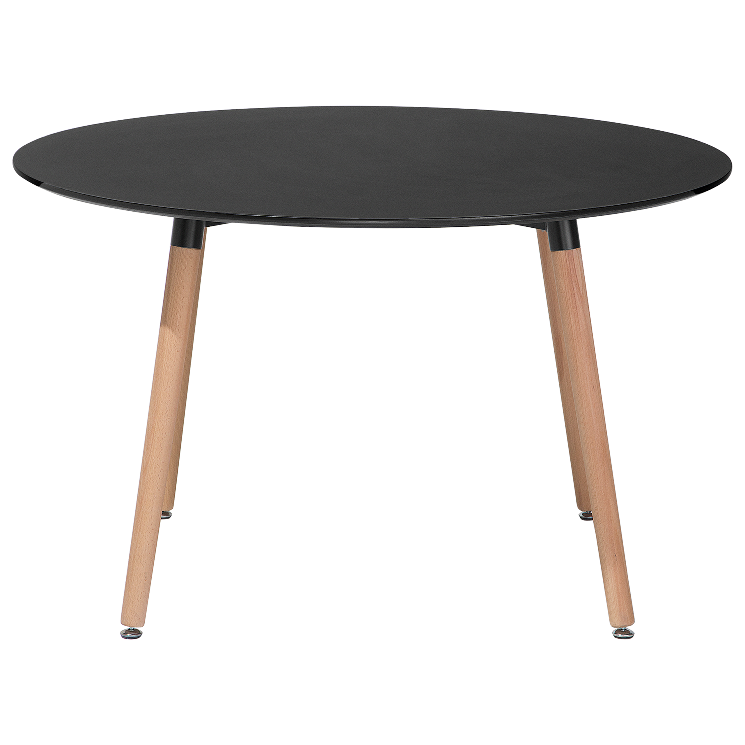 Beliani - Mesa de jantar preta com pernas de madeira ⌀ 120 cm BOVIO