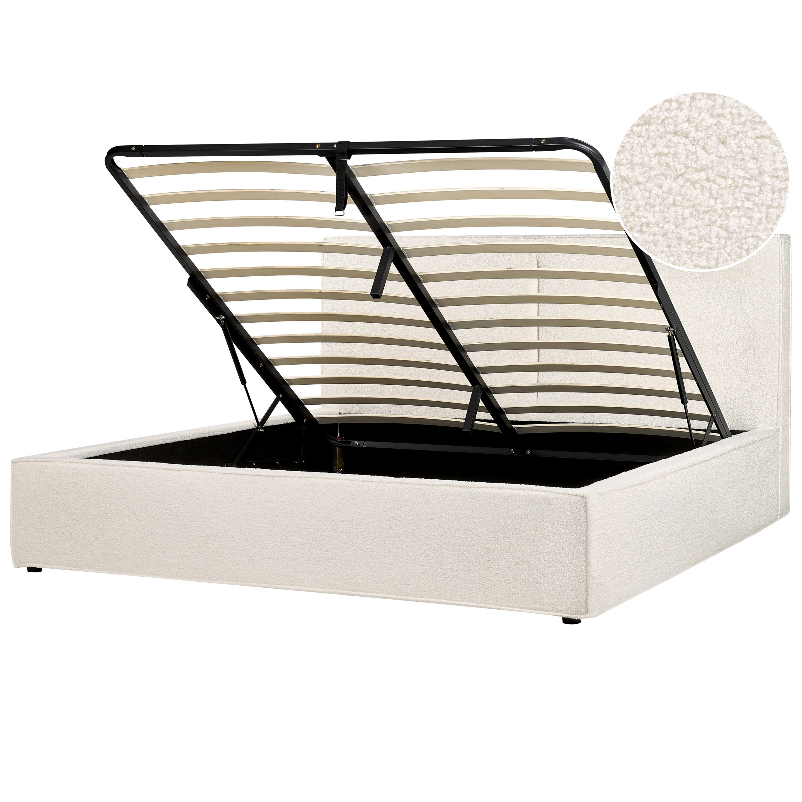 Tweepersoonsbed bouclé off-white 180 x 200 cm MOISSAC