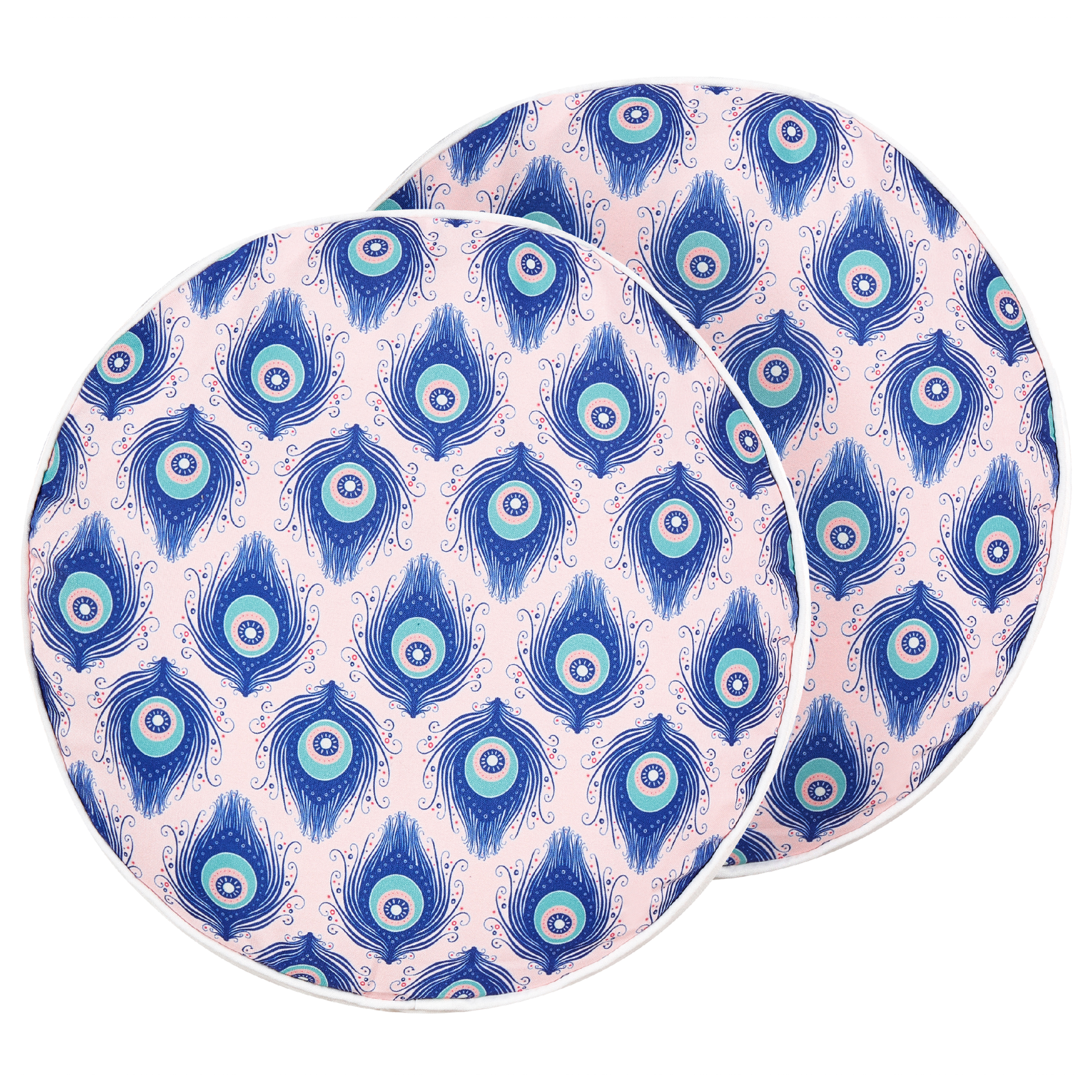 Tuinkussen set van 2 pauw blauw/roze ø 40 cm CERIANA