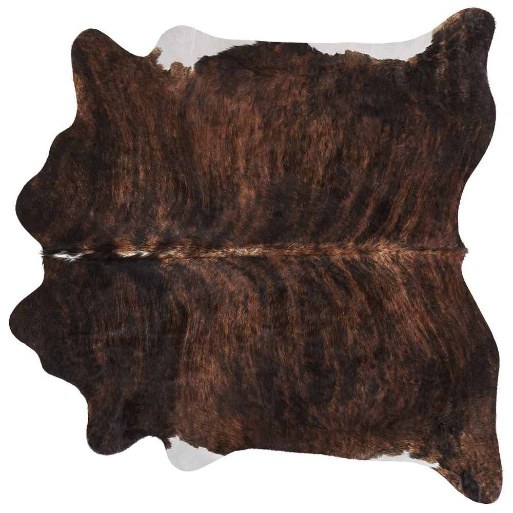 Image of Tappeto in vera pelle di mucca marrone scuro 2-3 m² stile rustico brasiliano interno salotto camera da letto
