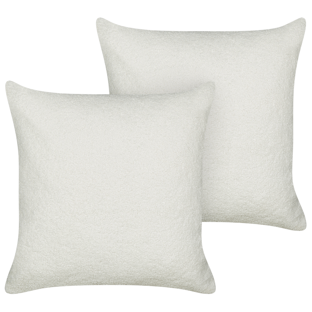 Image of Set di 2 cuscini decorativi Bianco Boucle 45 x 45 cm fodera rimovibile con cerniera Accessori decorativi Boho
