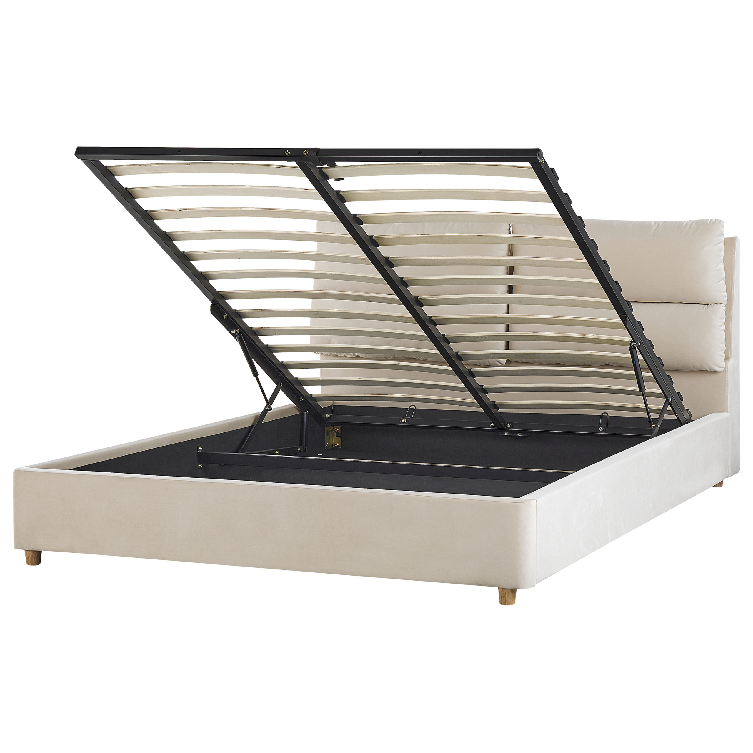 Bed fluweel lichtbeige 160 x 200 cm BATILLY