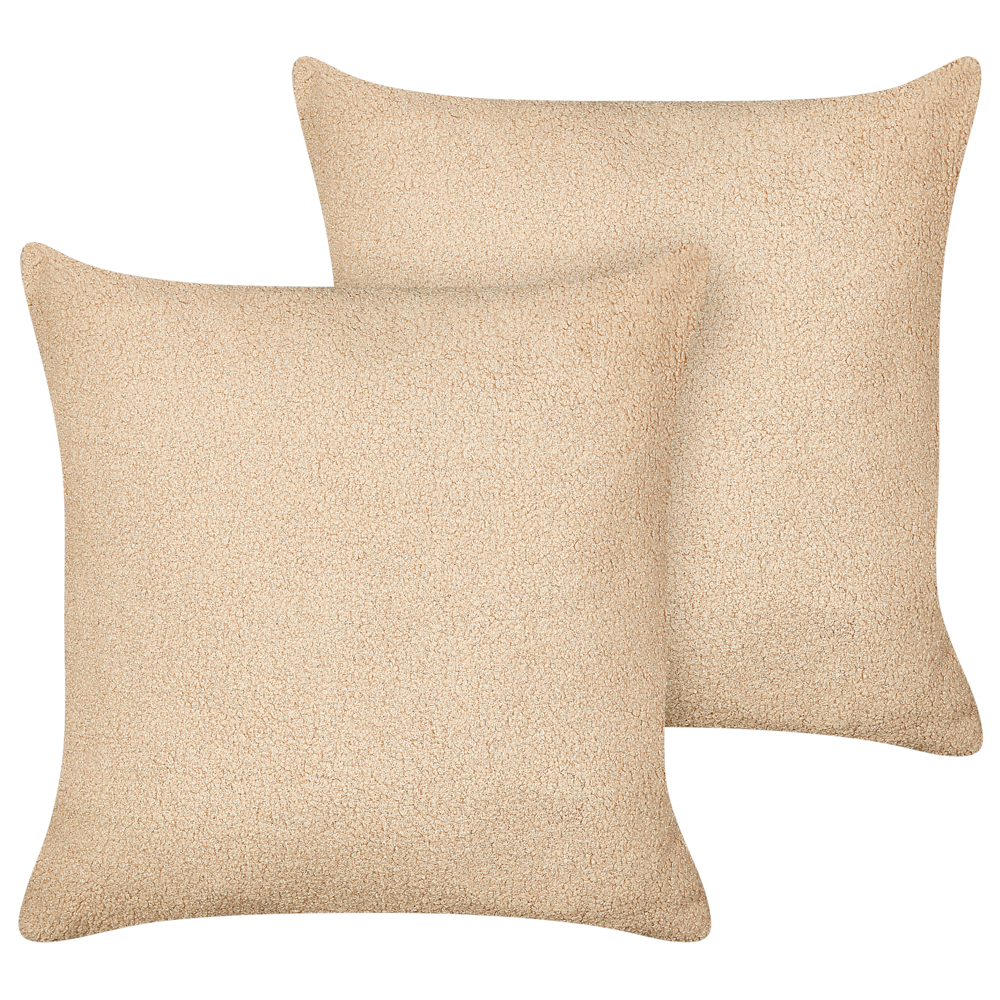 Image of Set di 2 cuscini decorativi Sand Beige Boucle 45 x 45 cm fodera rimovibile con cerniera Accessori decorativi Boho