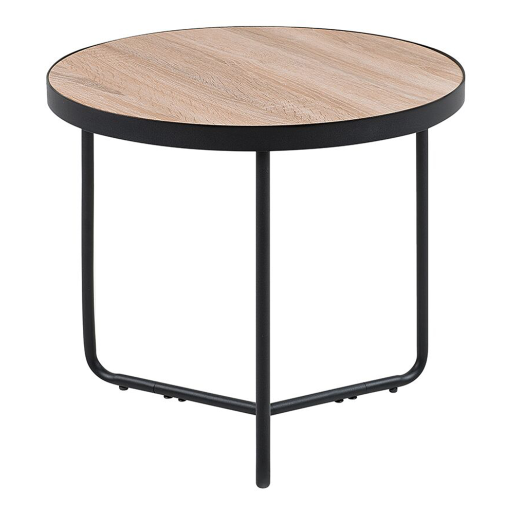 Tavolino da caffè leggero da tavolo in legno gambe in metallo Nero rotondo piccolo 50 x 50 x 42 cm mobili da soggiorno