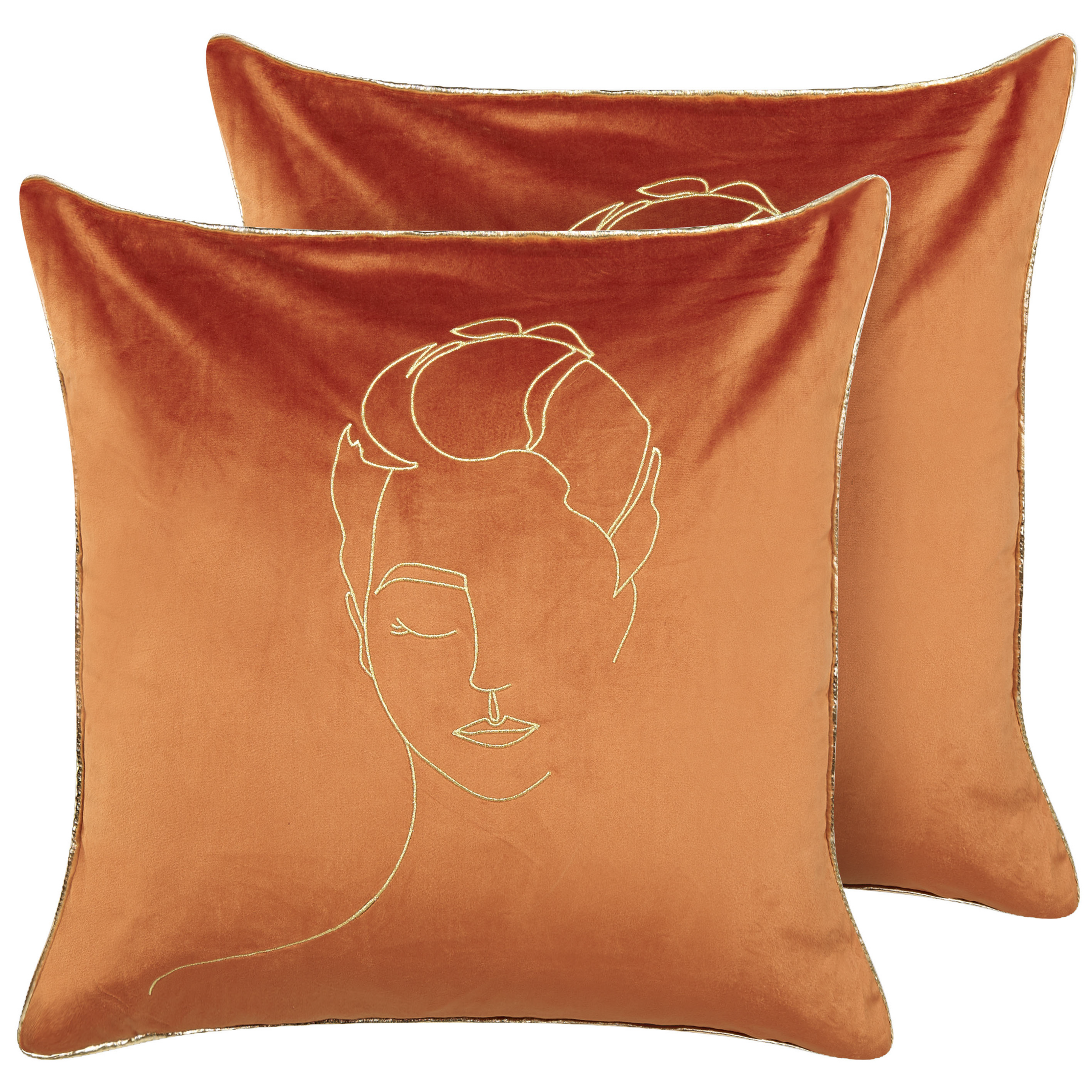 Set van 2 kussens Fluweel Oranje CROCUS 45 x 45 cm