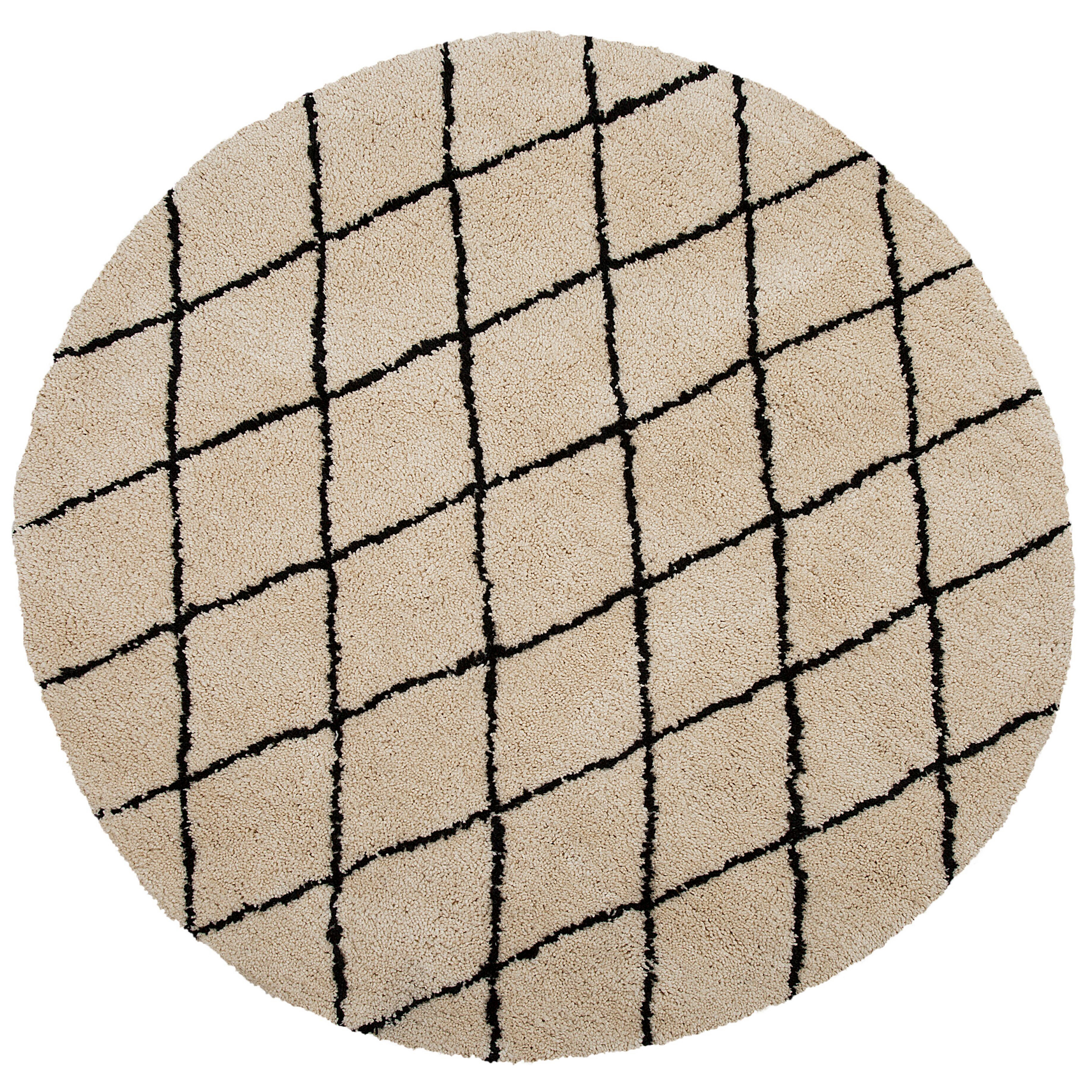 Vloerkleed polyester beige/zwart ø140 cm MIDYAT