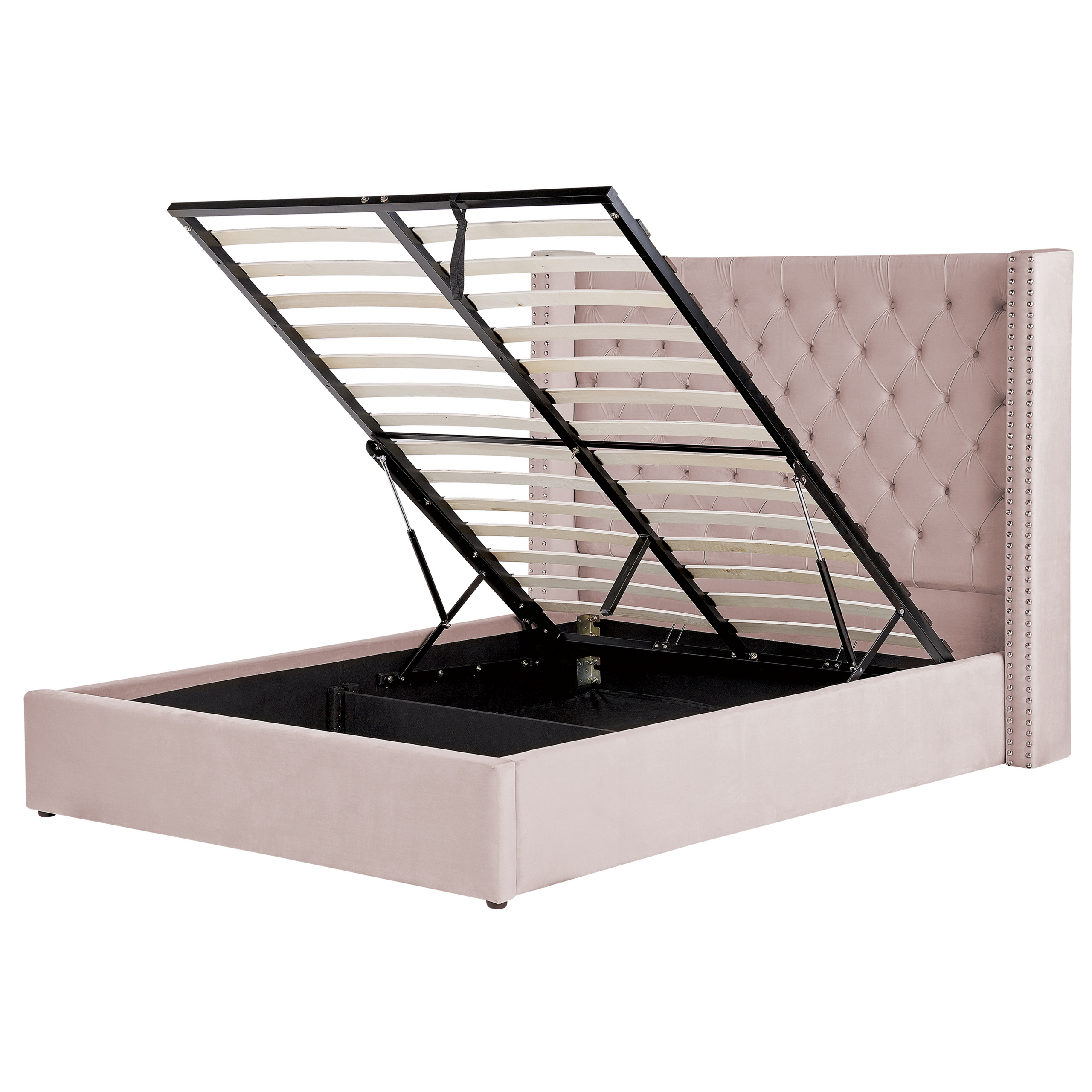 Bed met opbergruimte fluweel roze 140 x 200 cm LUBBON