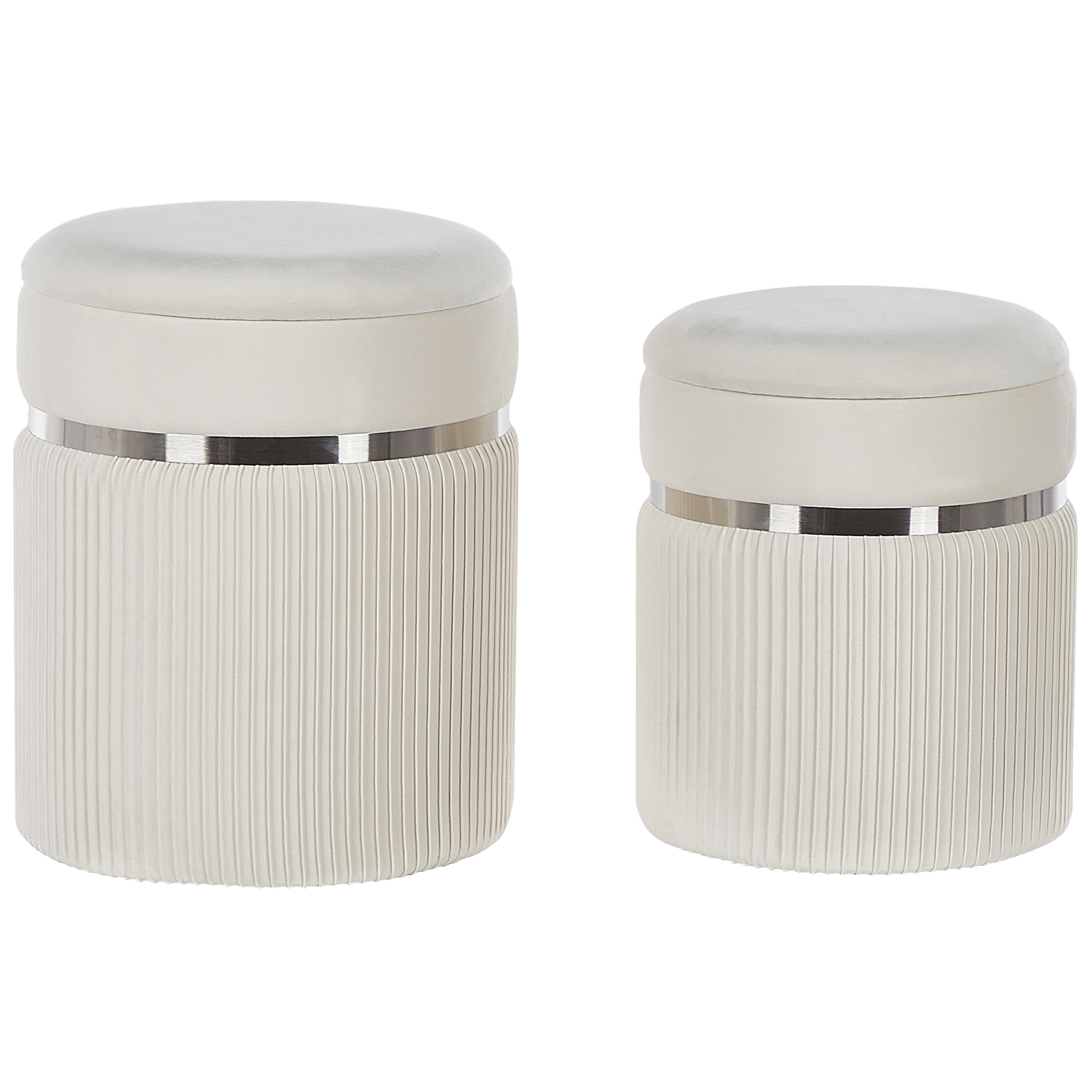 Poef set van 2 fluweel crème CAMDENTON