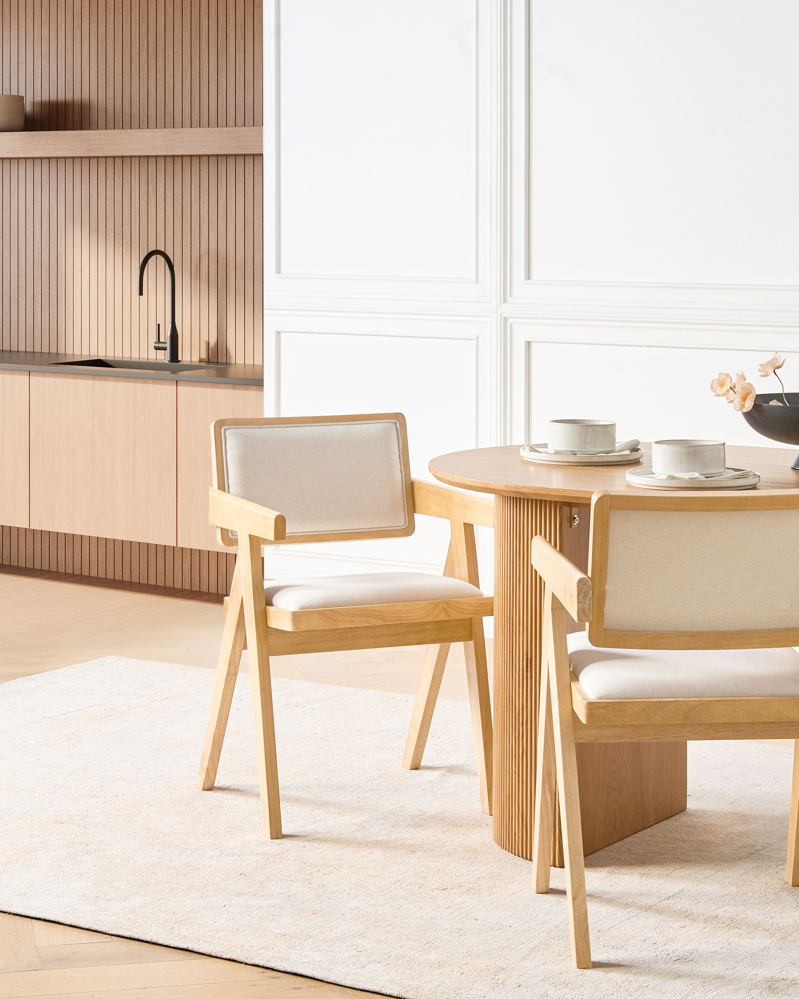 Scaun dining - Set de 2 scaune dining CARMODY Lemn Maro deschis