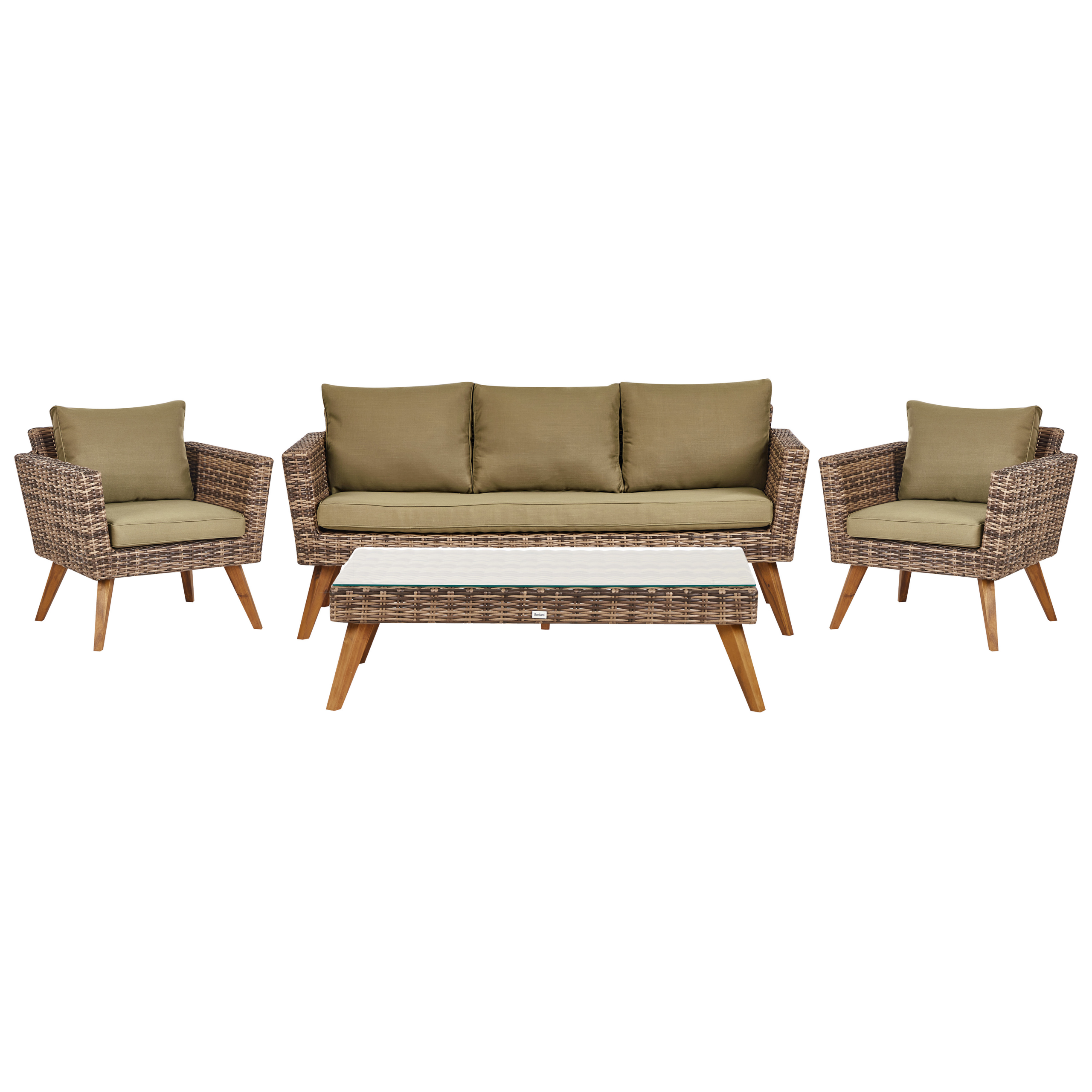 PE rotan Loungeset Olijfgroen VITTORIA