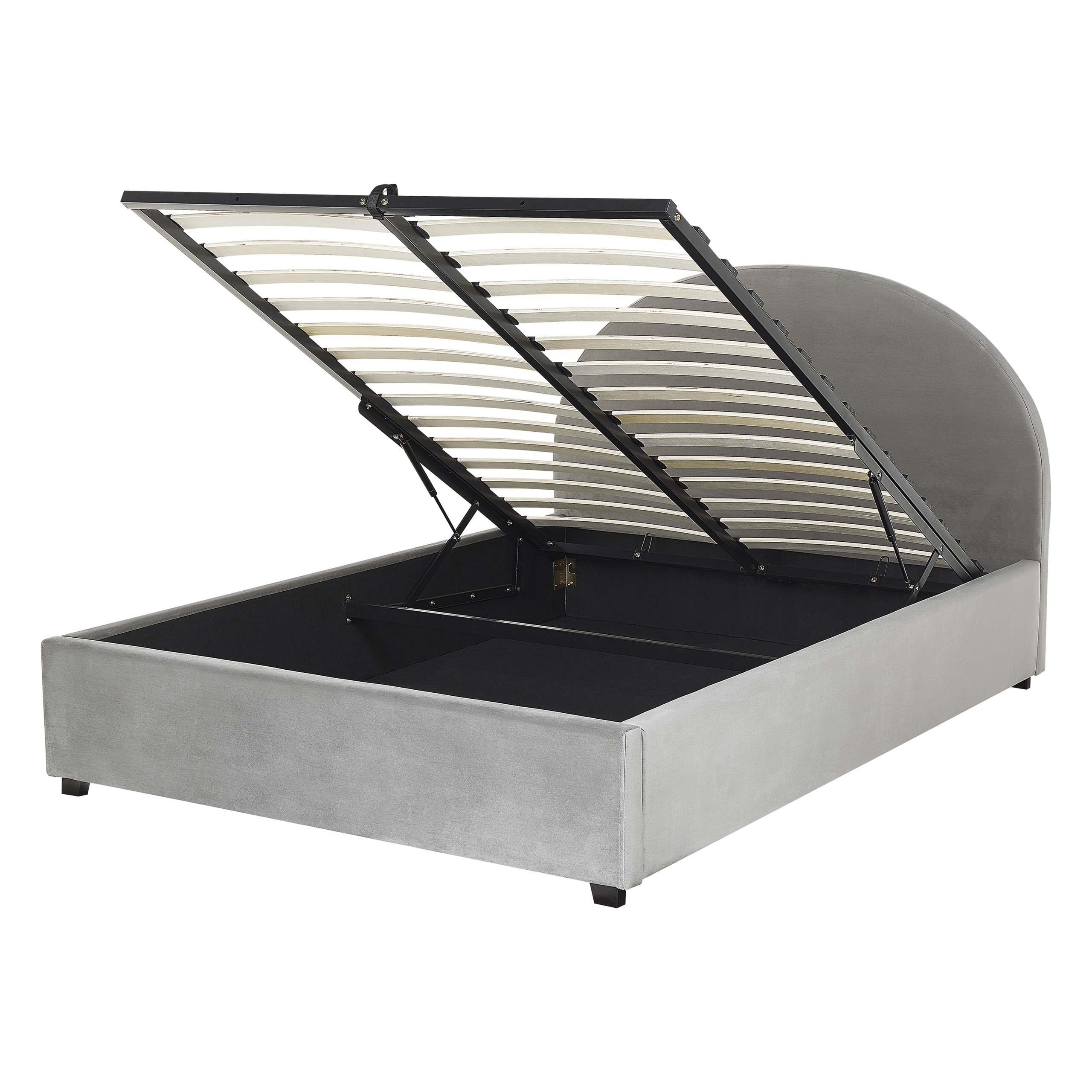 Bed met opbergruimte fluweel grijs 140 x 200 cm VAUCLUSE