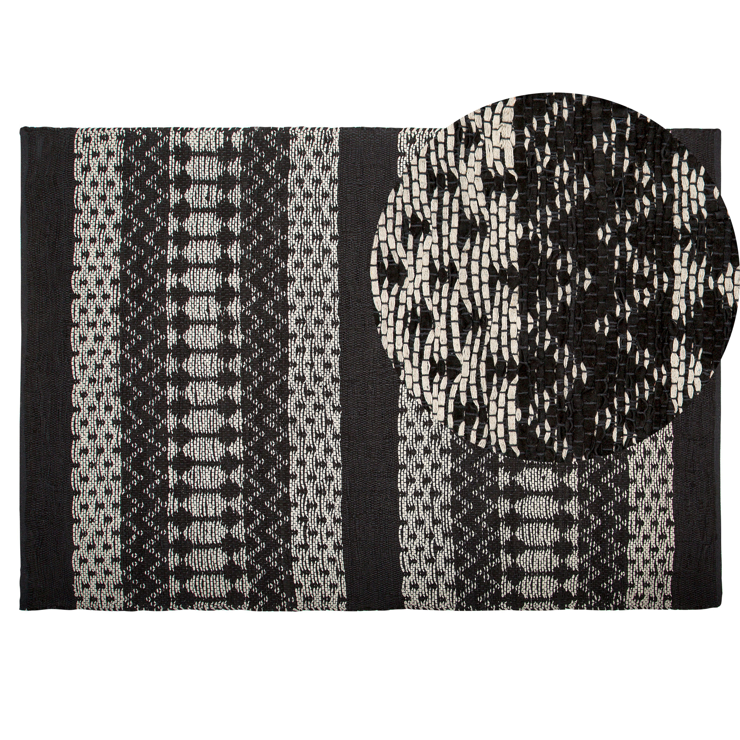 Vloerkleed leer zwart/beige 140 x 200 cm SOKUN