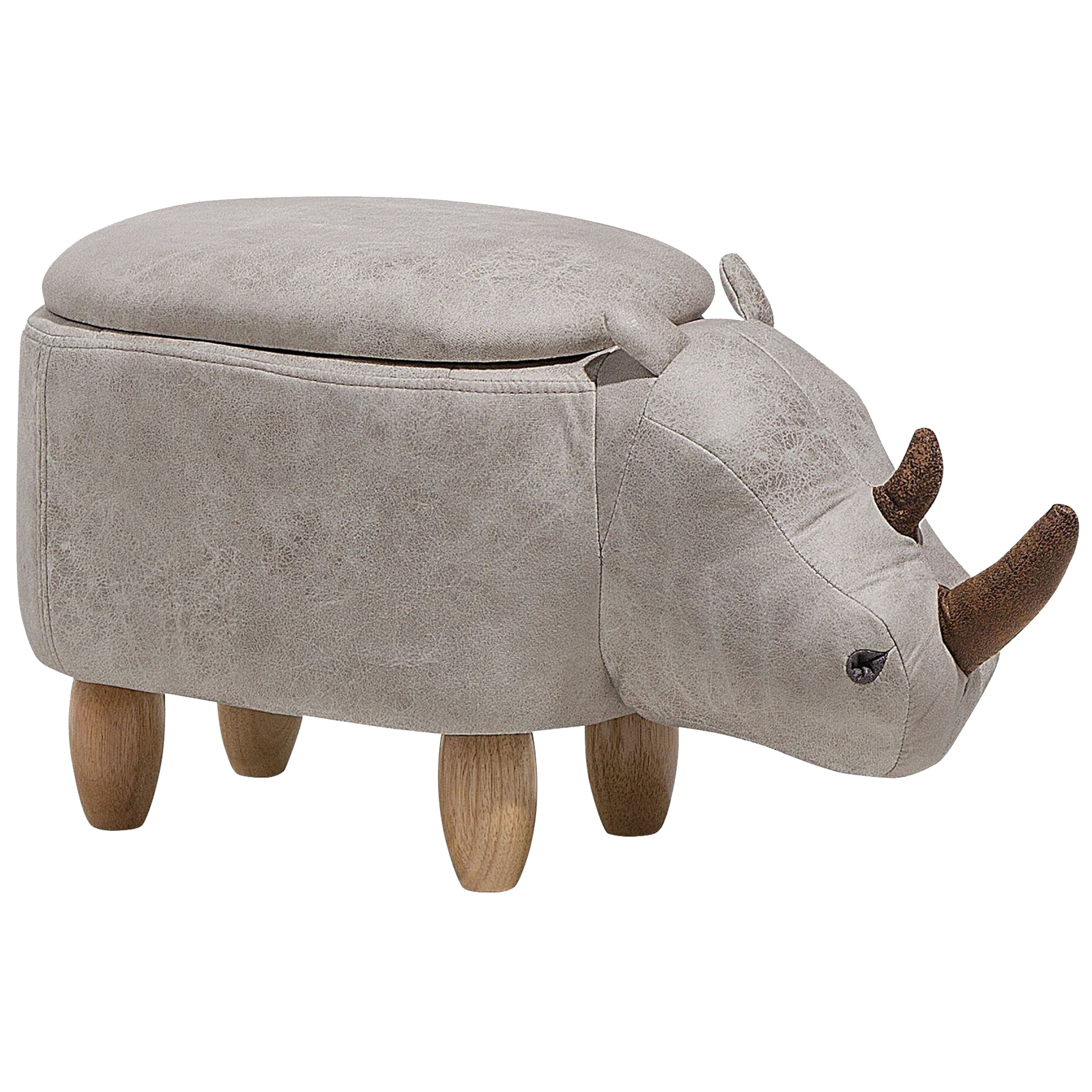 Hocker kunstleer lichtgrijs RHINO