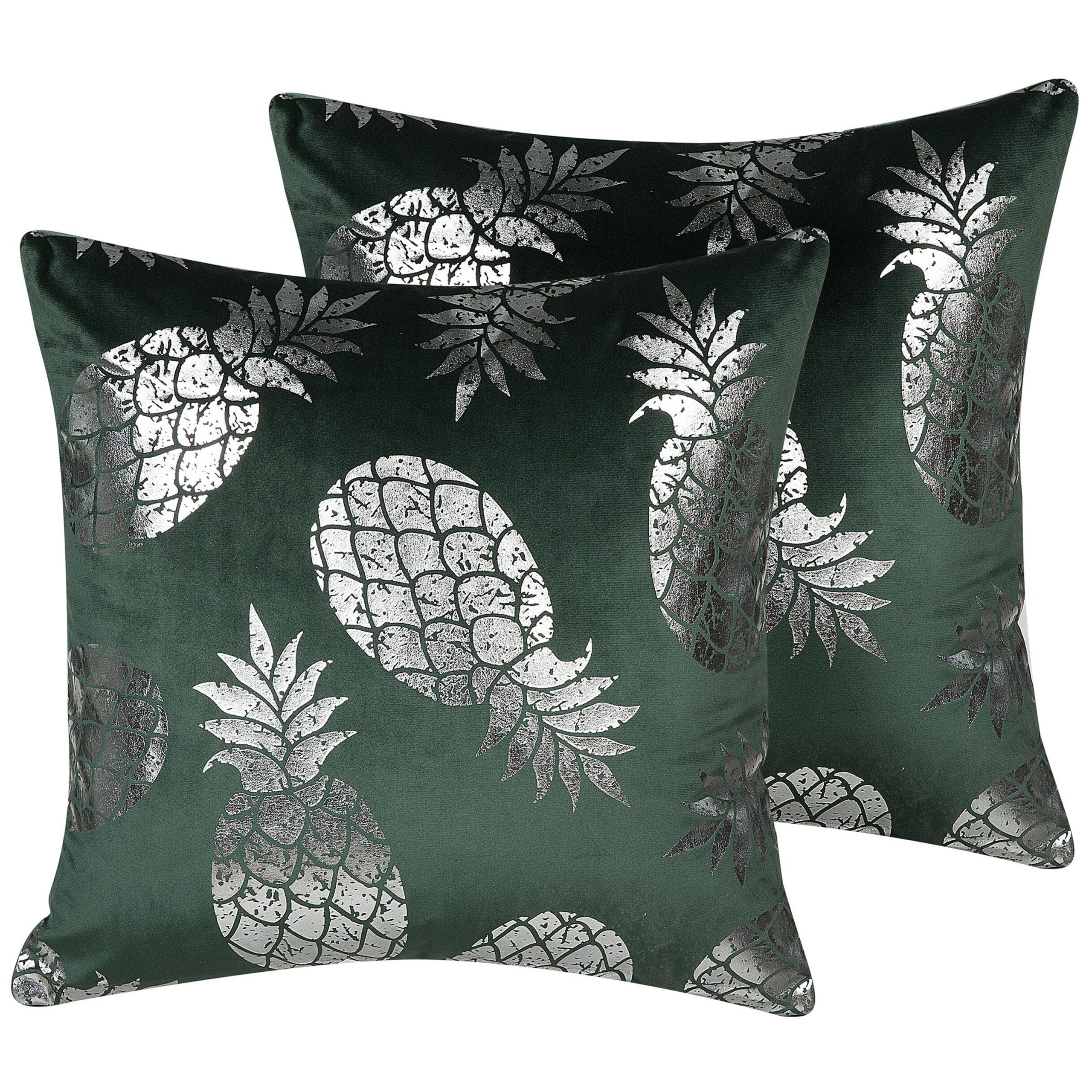 Set van 2 kussens Fluweel Donkergroen ASTILBE 45 x 45 cm