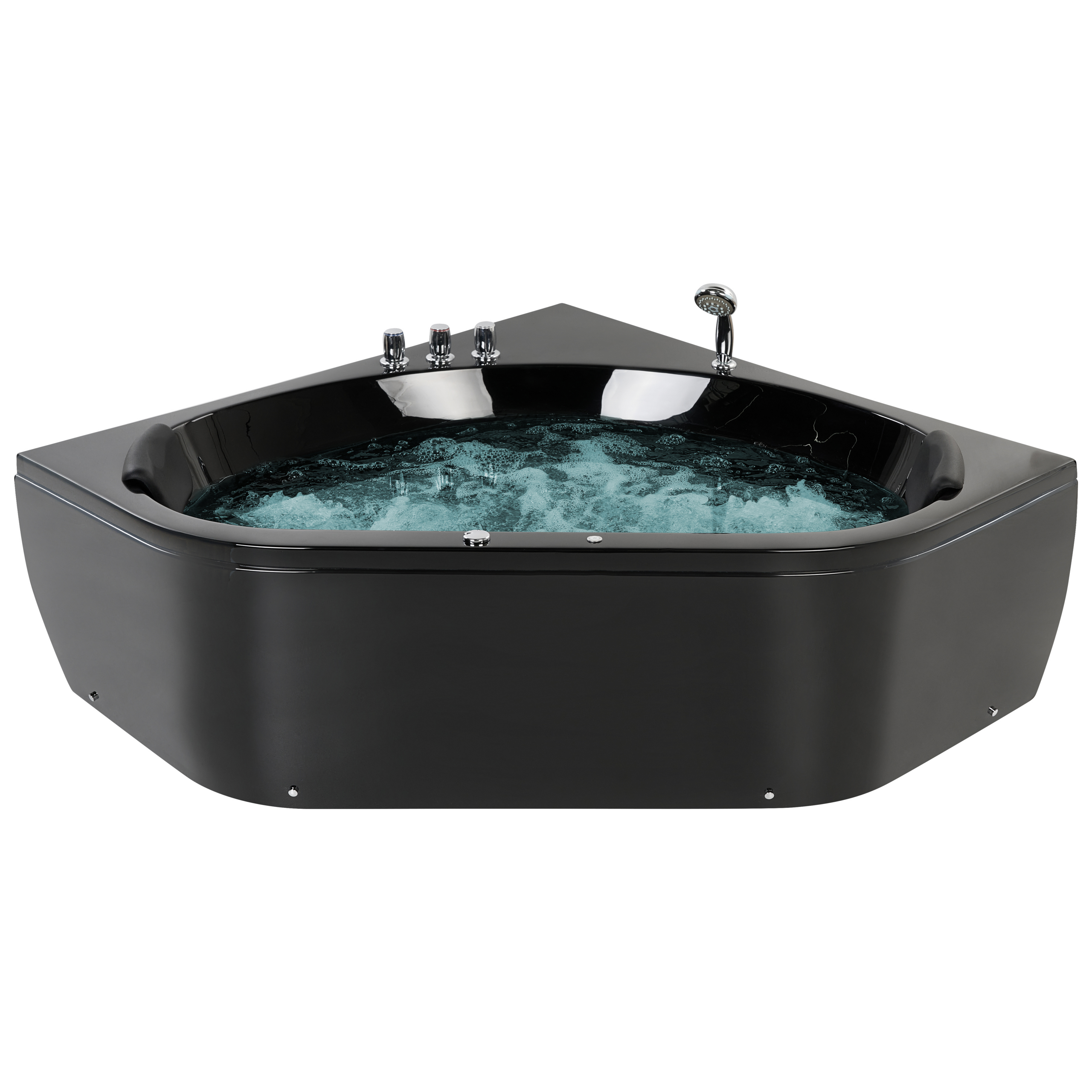 Hoekbad whirlpool LED zwart 140 x 140 cm MEVES