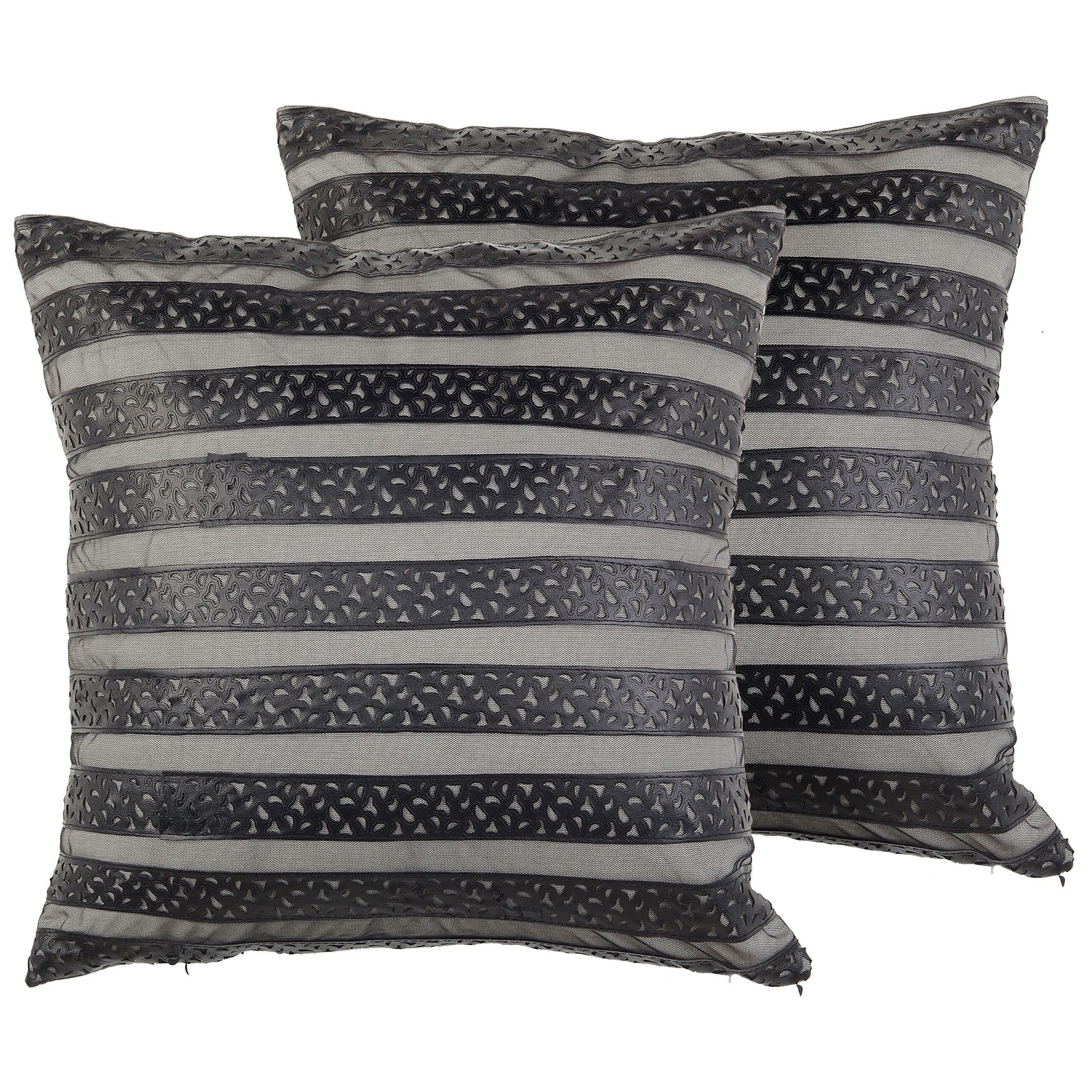 Set van 2 kussens Kunstleer Zwart LUNARIA 45 x 45 cm