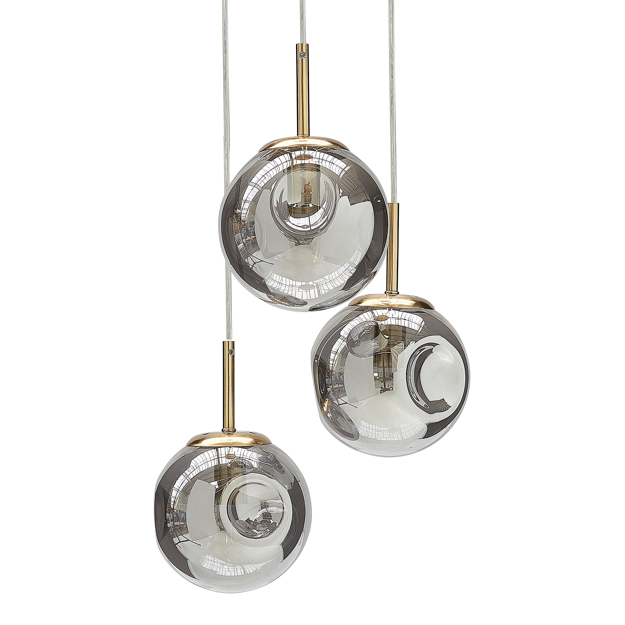 Hanglamp 3 lampen messing RALFES