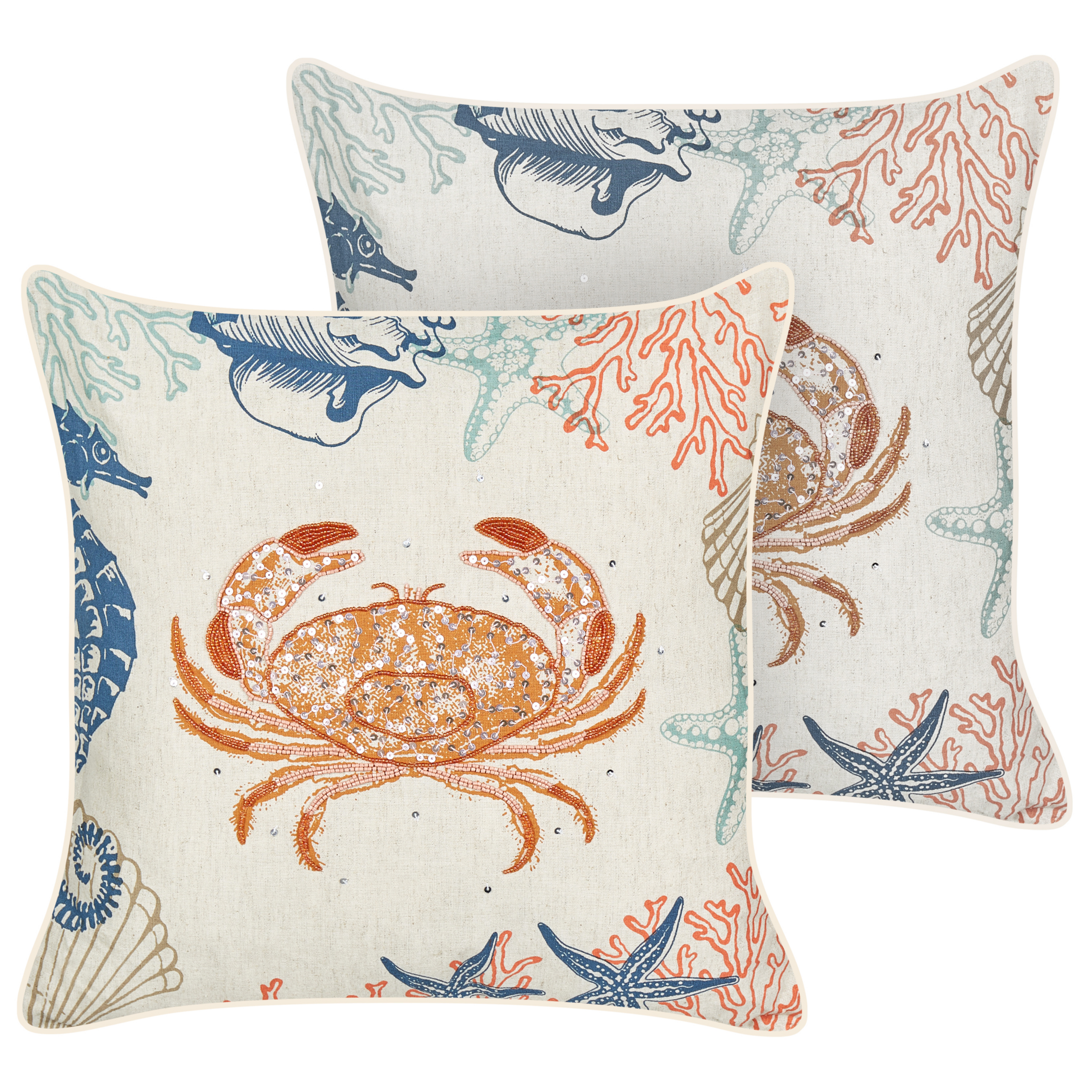 Set van 2 kussens Borduurwerk Beige SARGASSUM 45 x 45 cm