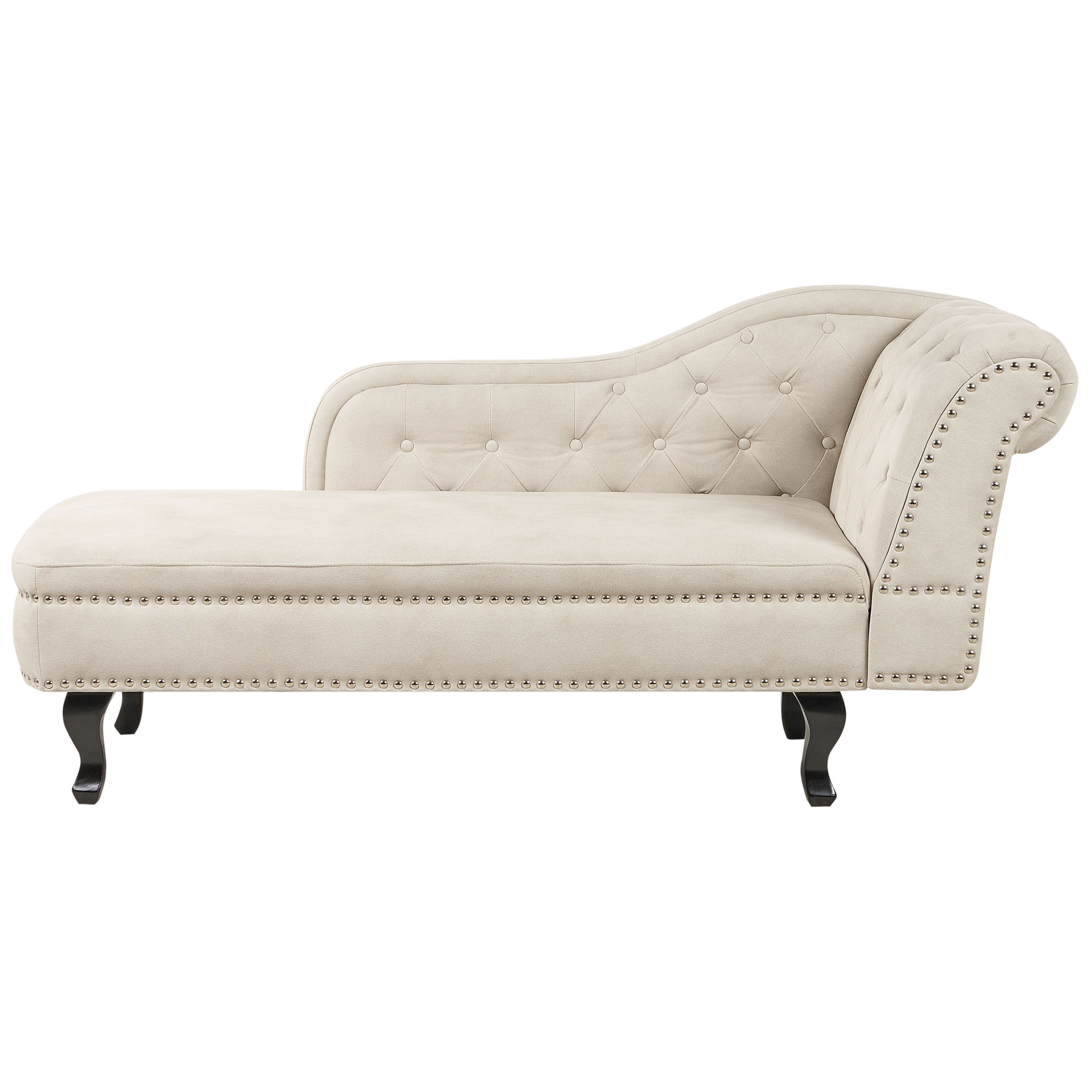 Chaise longue fluweel lichtbeige rechtszijdig NIMES