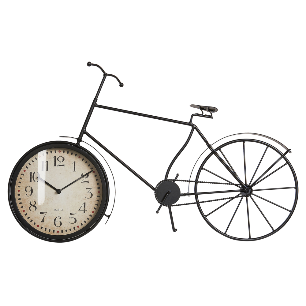 Image of Orologio da tavolo in metallo nero 37 cm a forma di bicicletta in stile retrò moderno