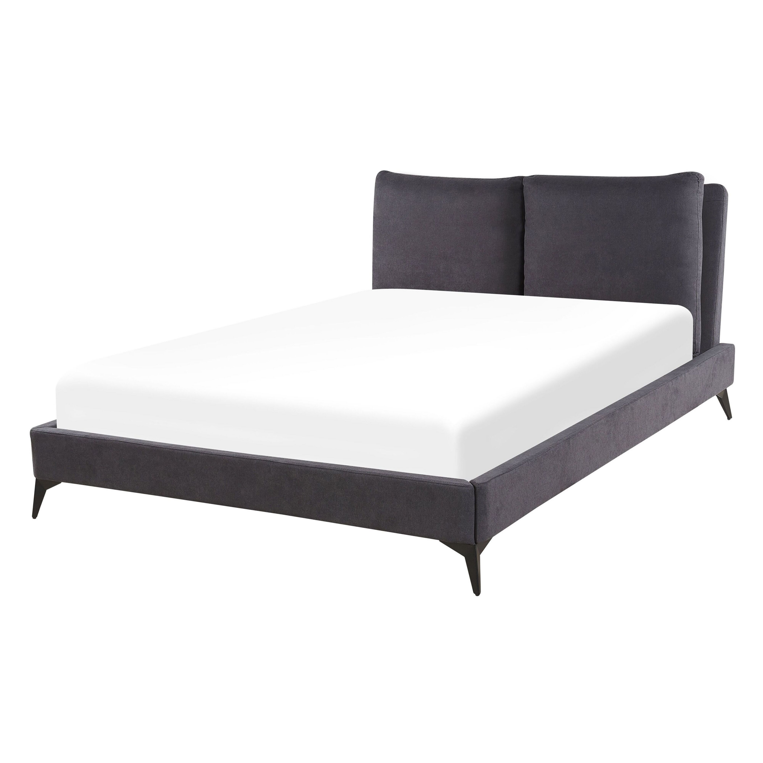Bed fluweel donkergrijs 140 x 200 cm MELLE
