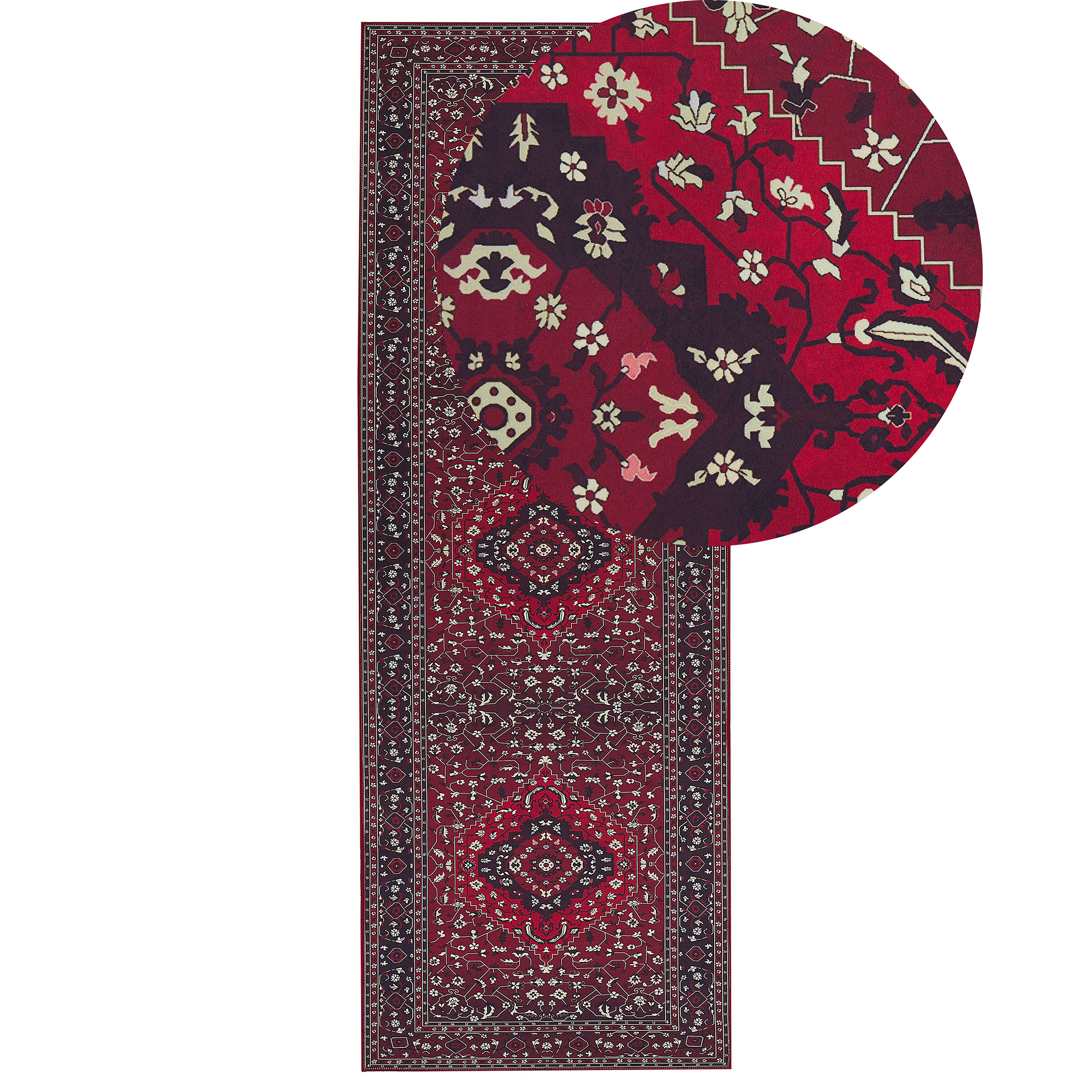 Vloerkleed polyester rood 70 x 200 cm VADKADAM