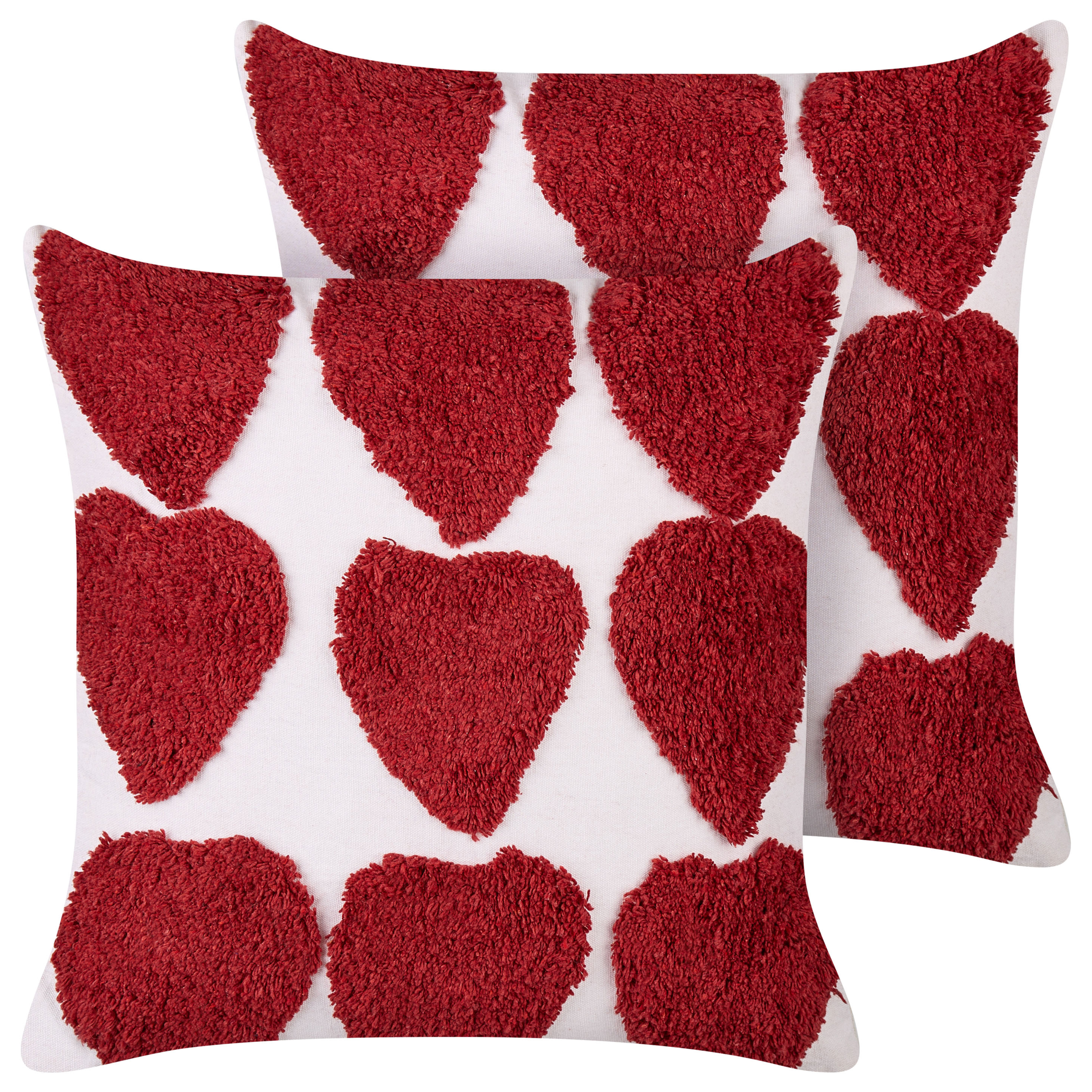 Set van 2 kussens Getuft Katoen Rood MINGORA 45 x 45 cm