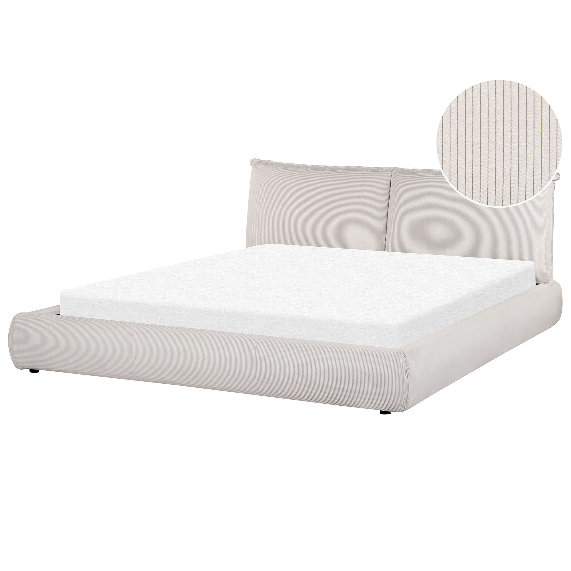 Bed corduroy beige 180 x 200 cm VINAY