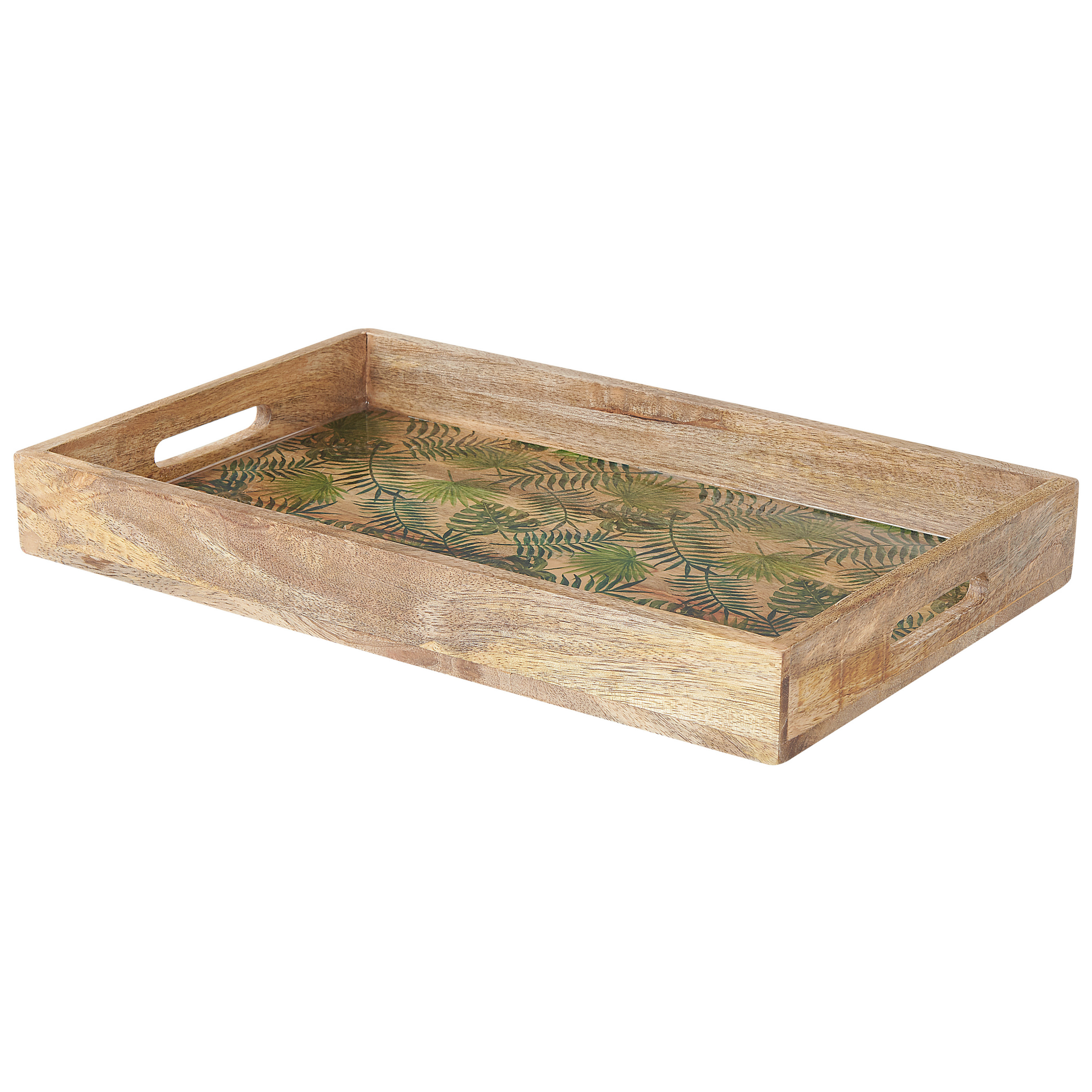 Decoratief dienblad licht hout en groen TYLIS
