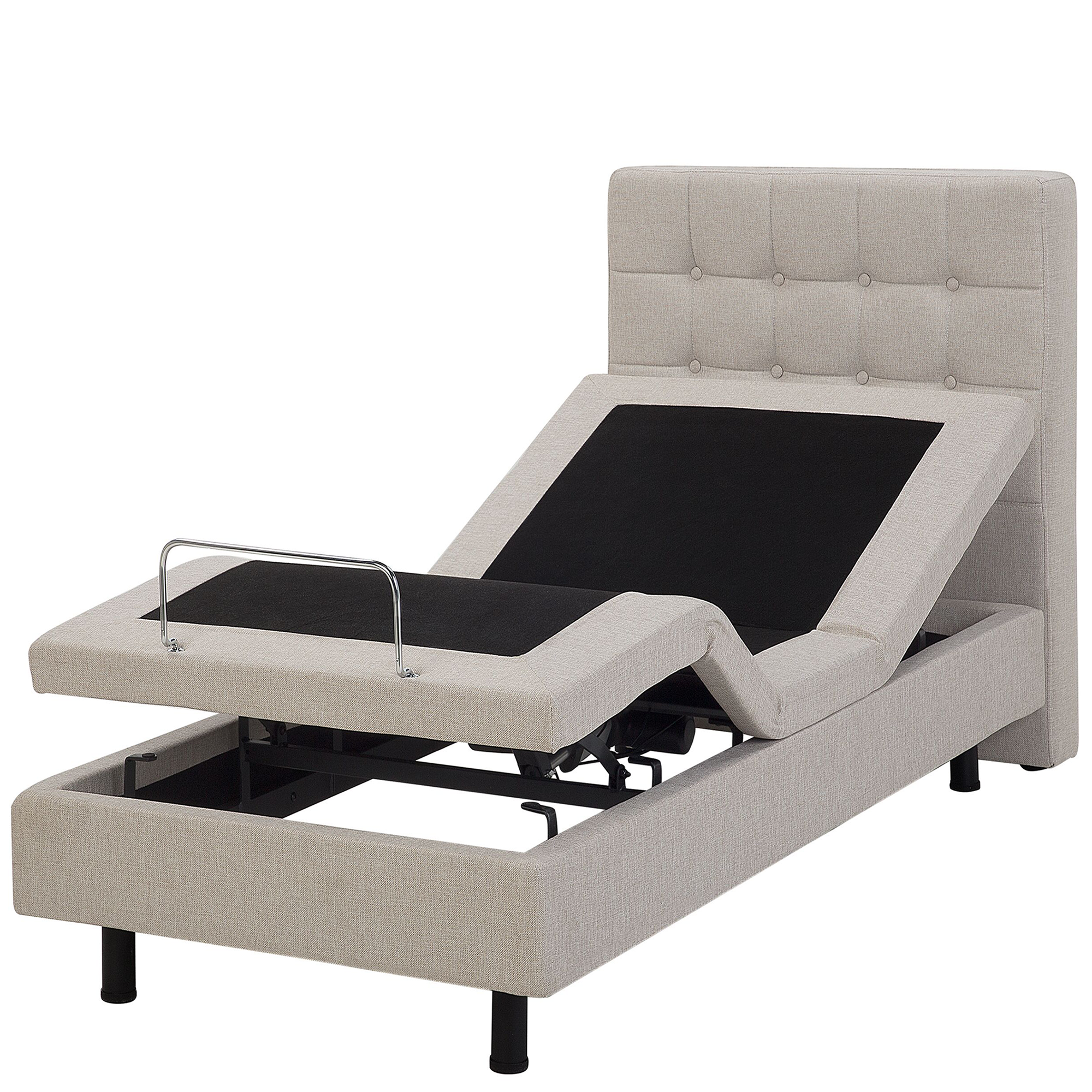 Bed elektrisch verstelbaar stof beige 80 x 200 cm DUKE
