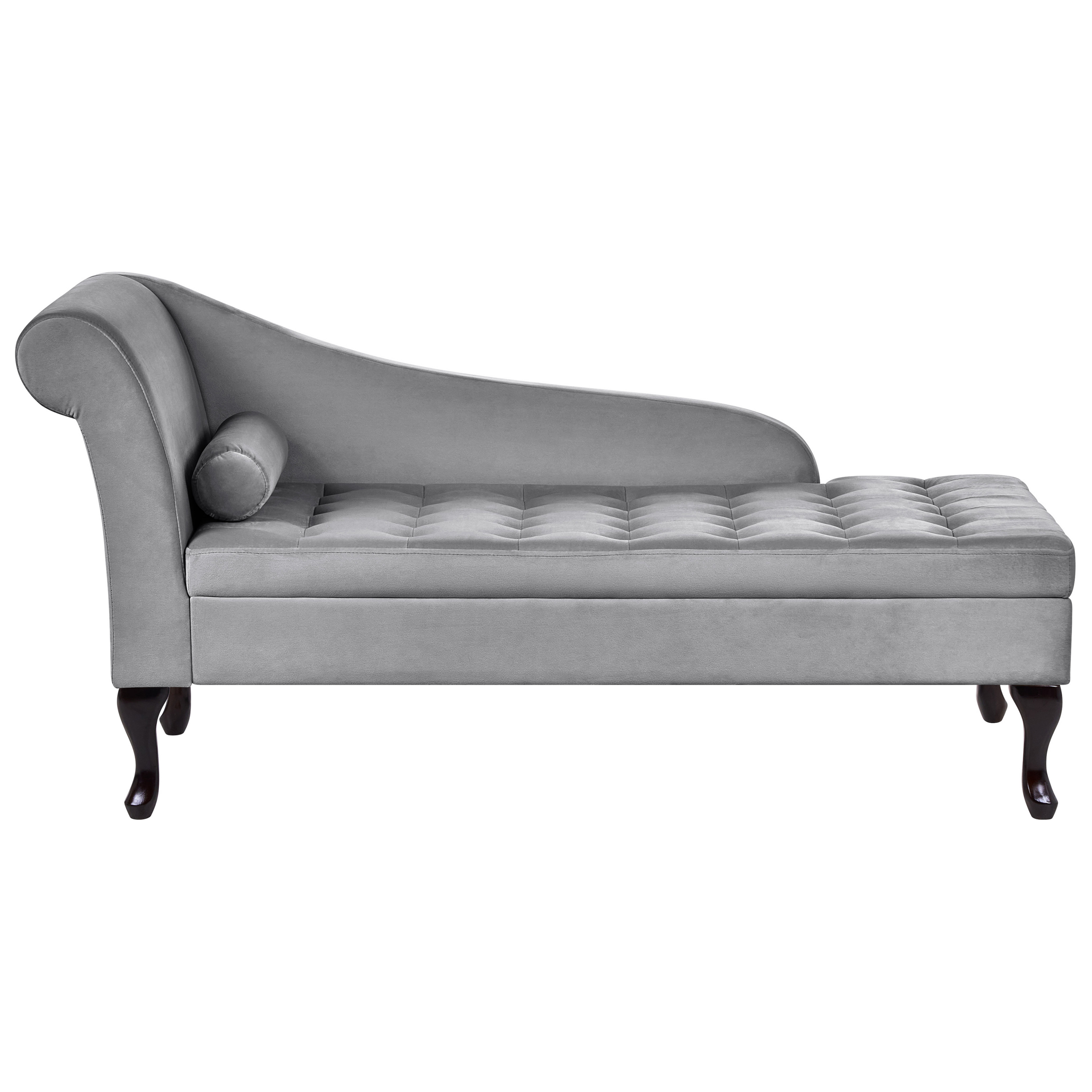 Chaise longue met opbergruimte fluweel lichtgrijs linkszijdig PESSAC
