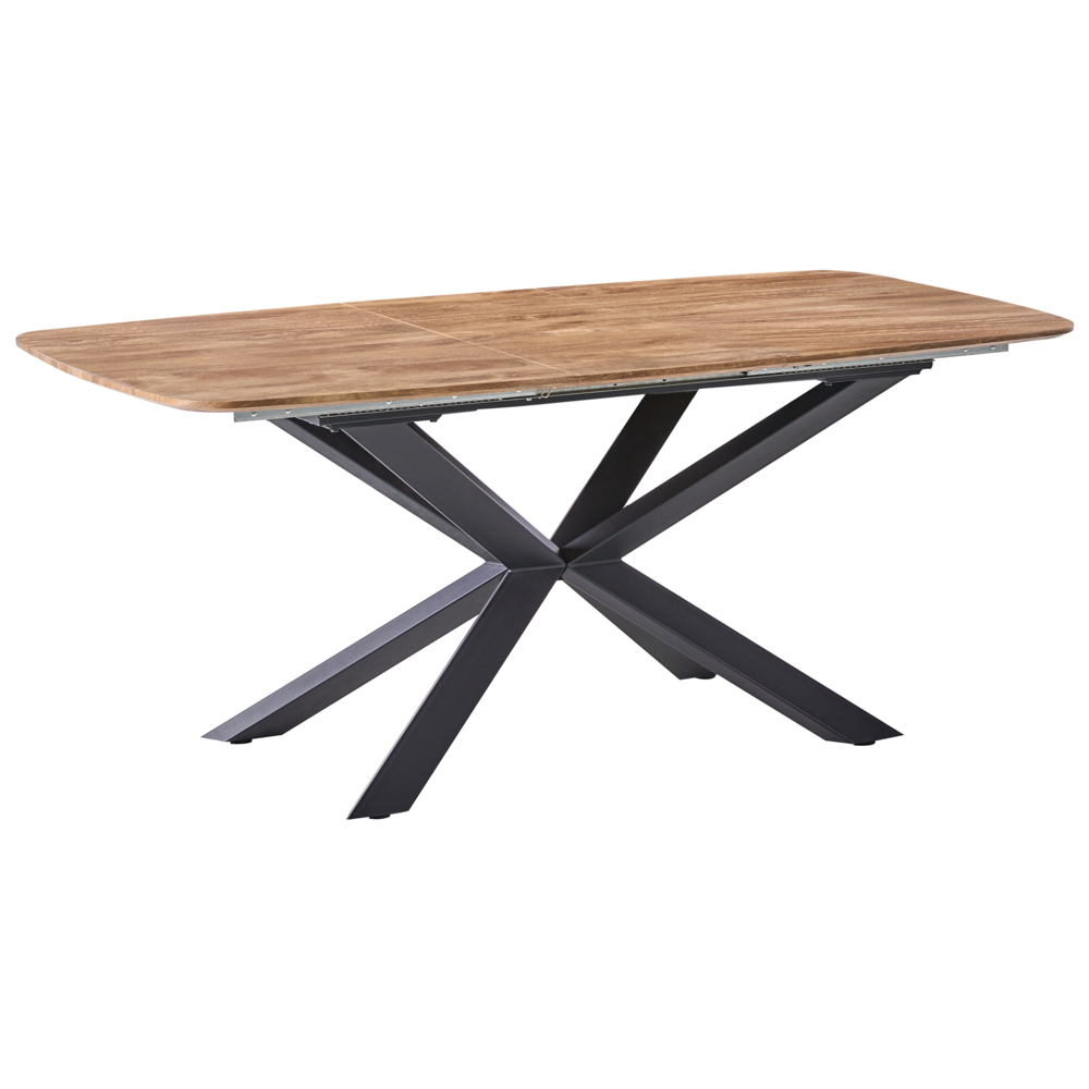 Tavolo da pranzo allungabile Marrone MDF Gambe in metallo 140/180 x 90 cm Meccanismo ad ala di farfalla Rettangolare